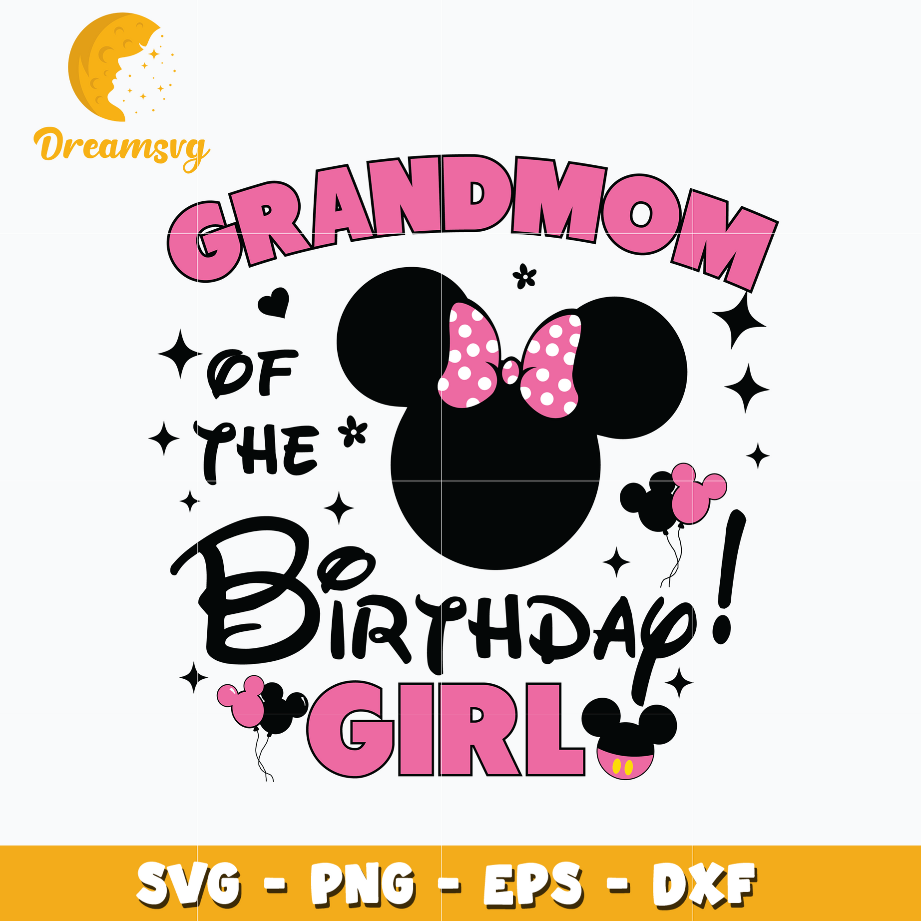 Minnie pink grandmom of the birthday girl svg