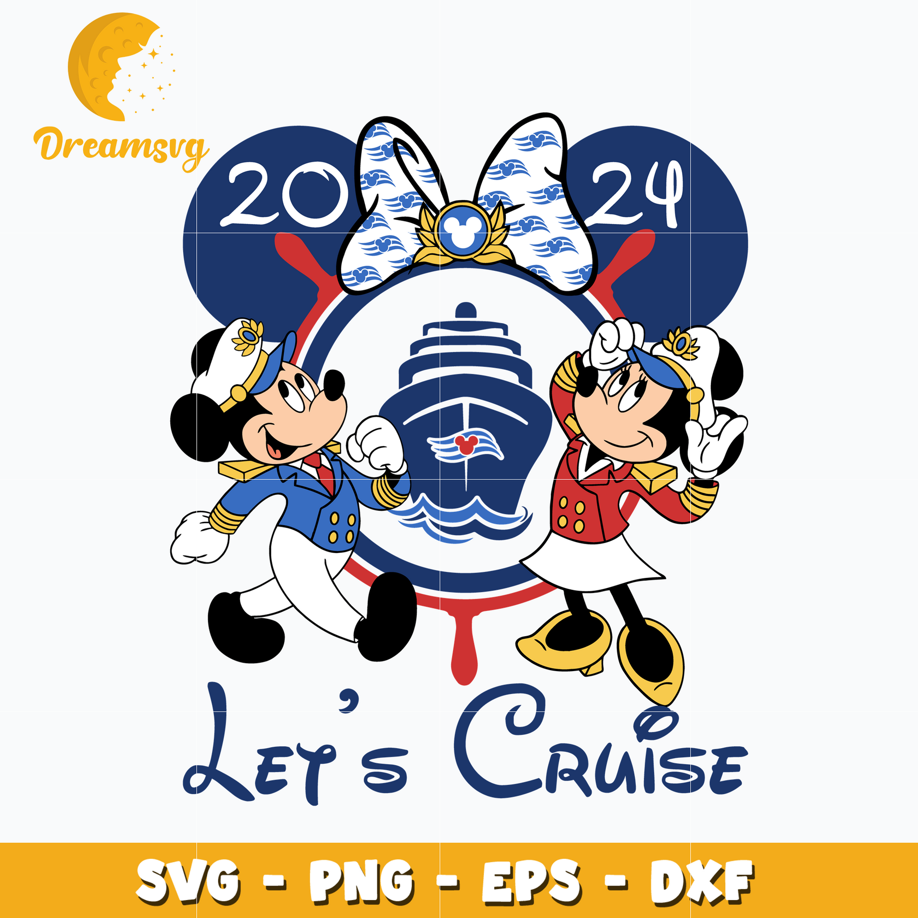 Minnie head let's cruise 2024 svg