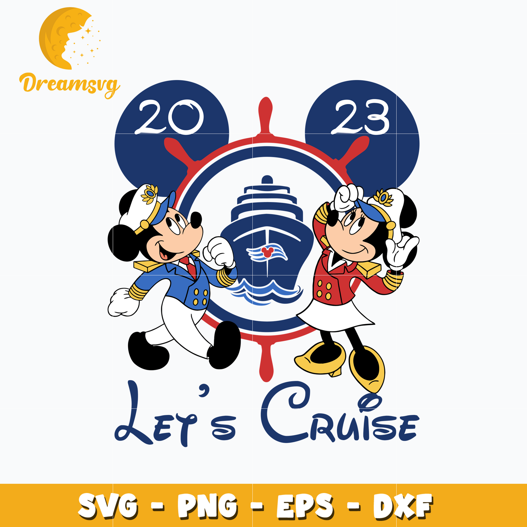 Mickey head let's cruise 2023 svg