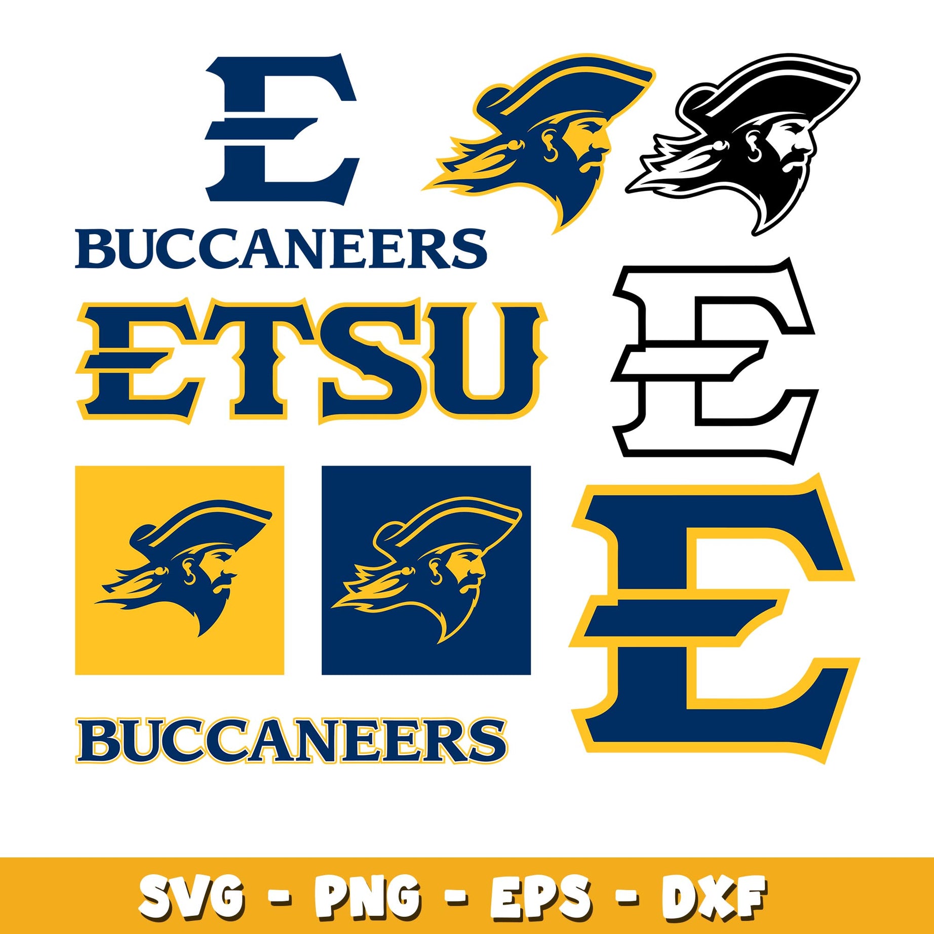 Etsu Buc Logo East Tennessee State University ETSU Buccaneers Retro