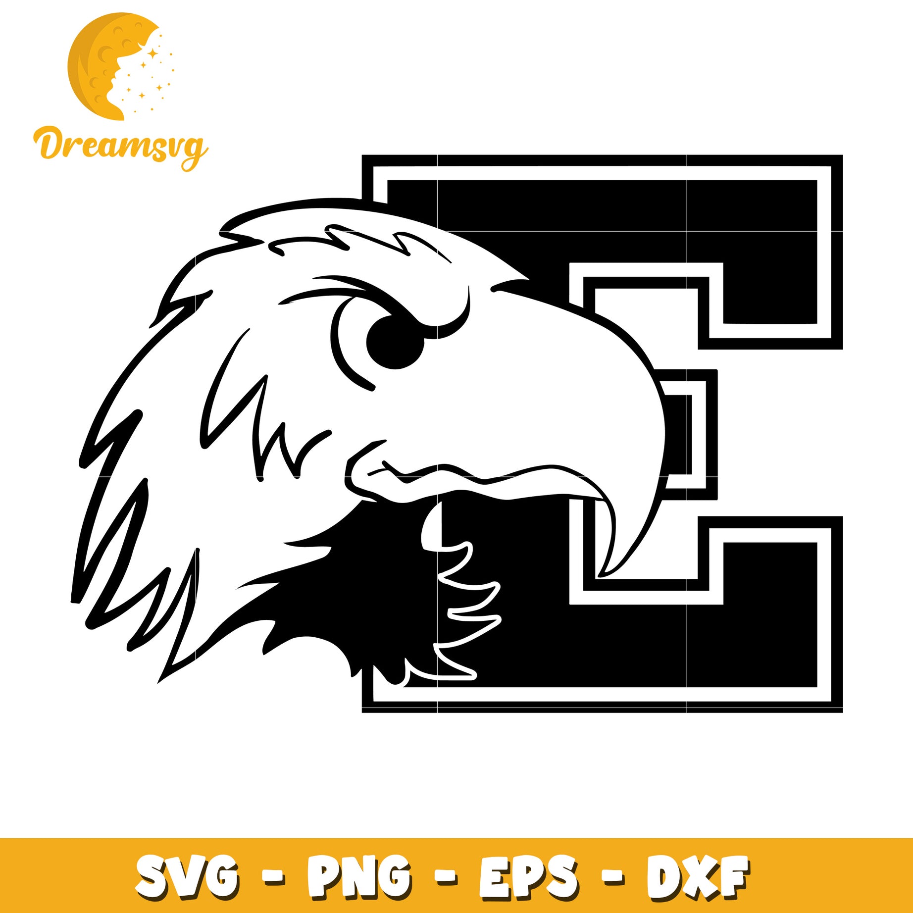 Eagle Head Letter E SVG PNG EPS DXF