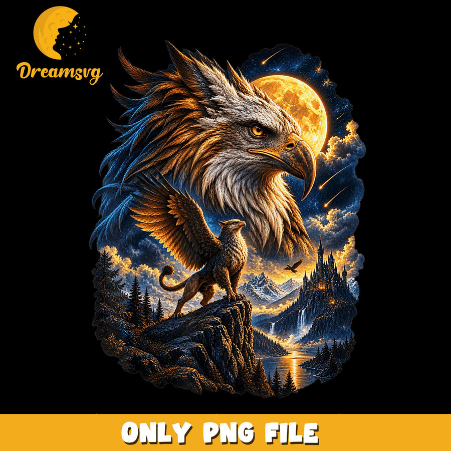 Eagle Crest PNG, Fantasy Landscape, Mythical Art PNG