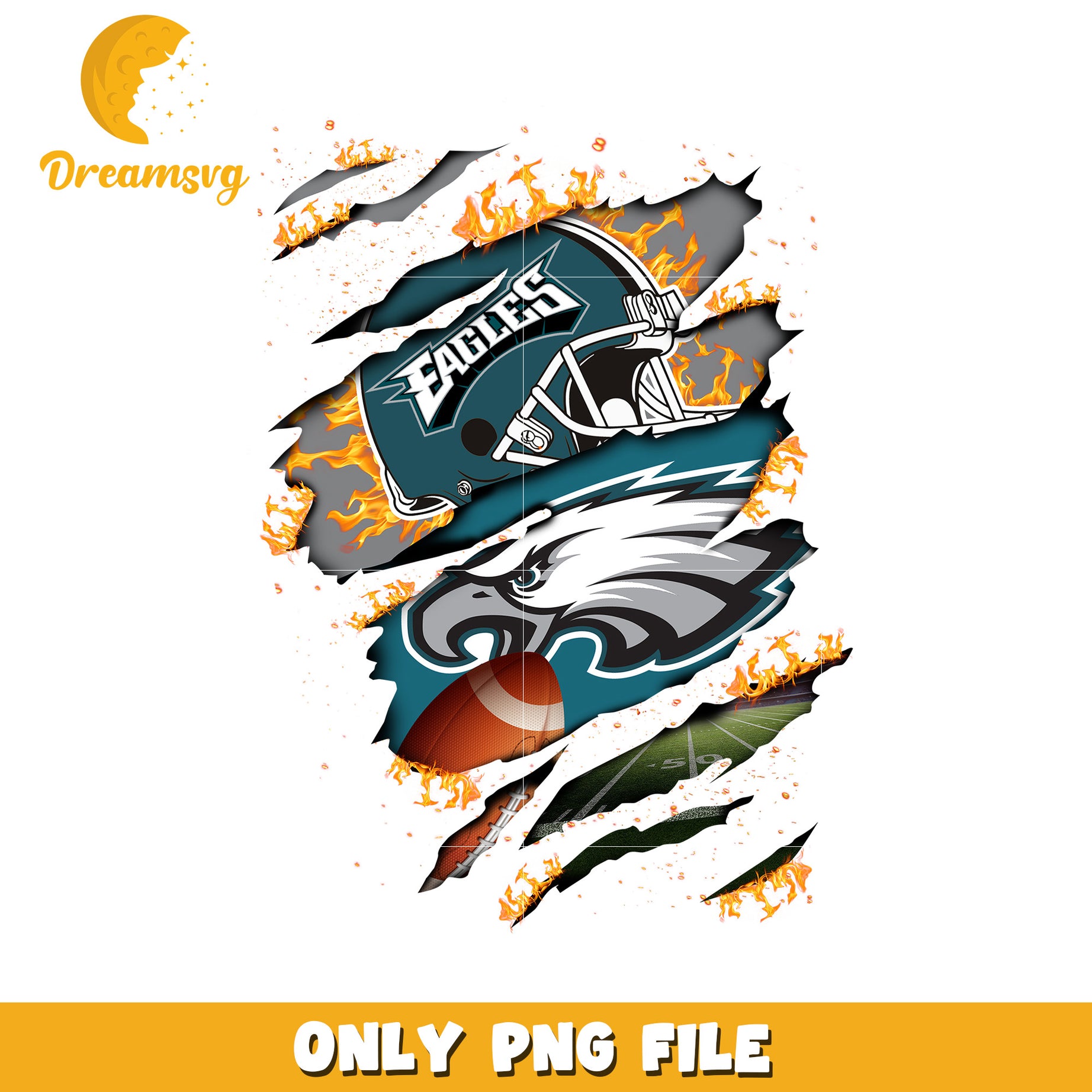 Eagles Football Helmet and Logo PNG Design File