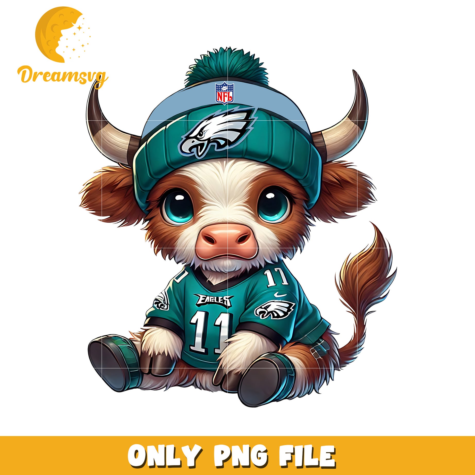 Eagles cute bull png, american football png, super bowl png