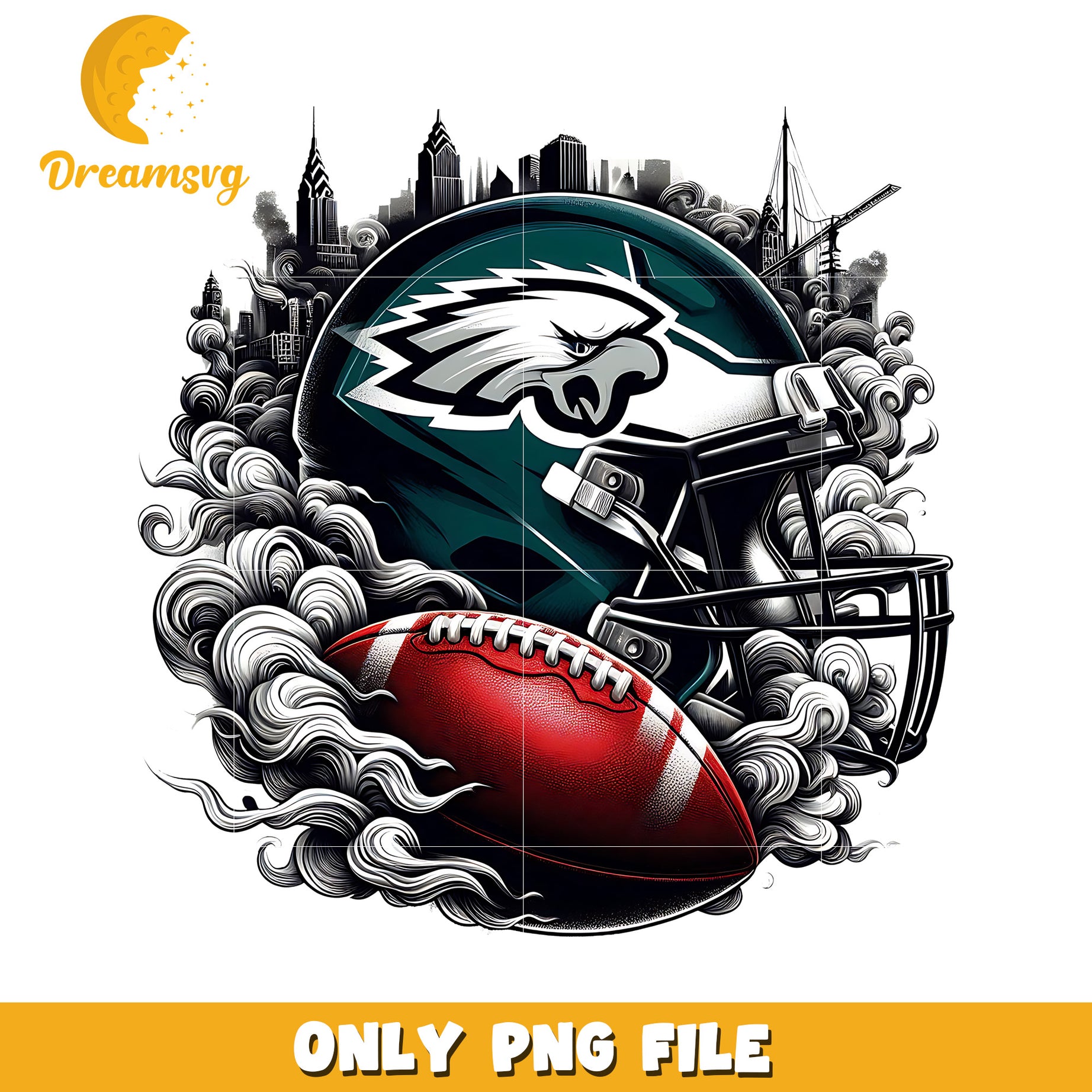 Eagles helmet and ball png, nfl mvp png, nfl helmet png