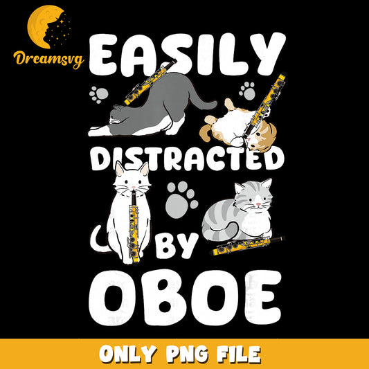 Easily Distracted By Oboe Cats PNG, Funny Cat Music, Cat Lover PNG