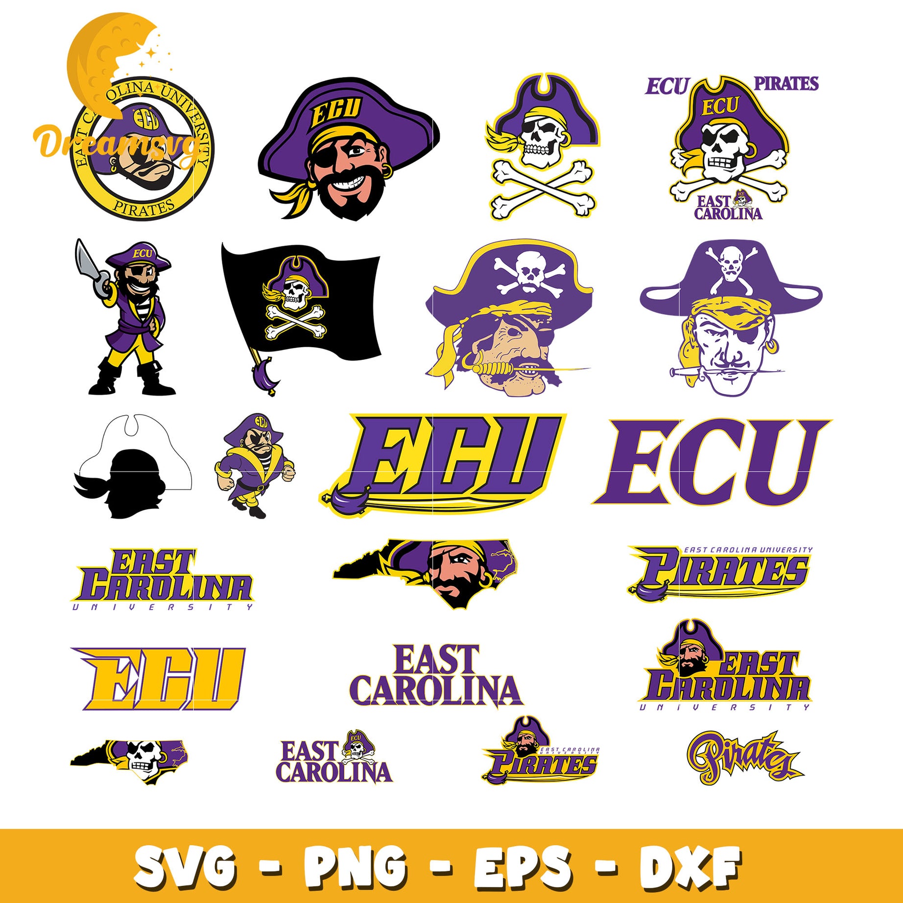 Logo east carolina pirates design bundle svg, east carolina pirates svg