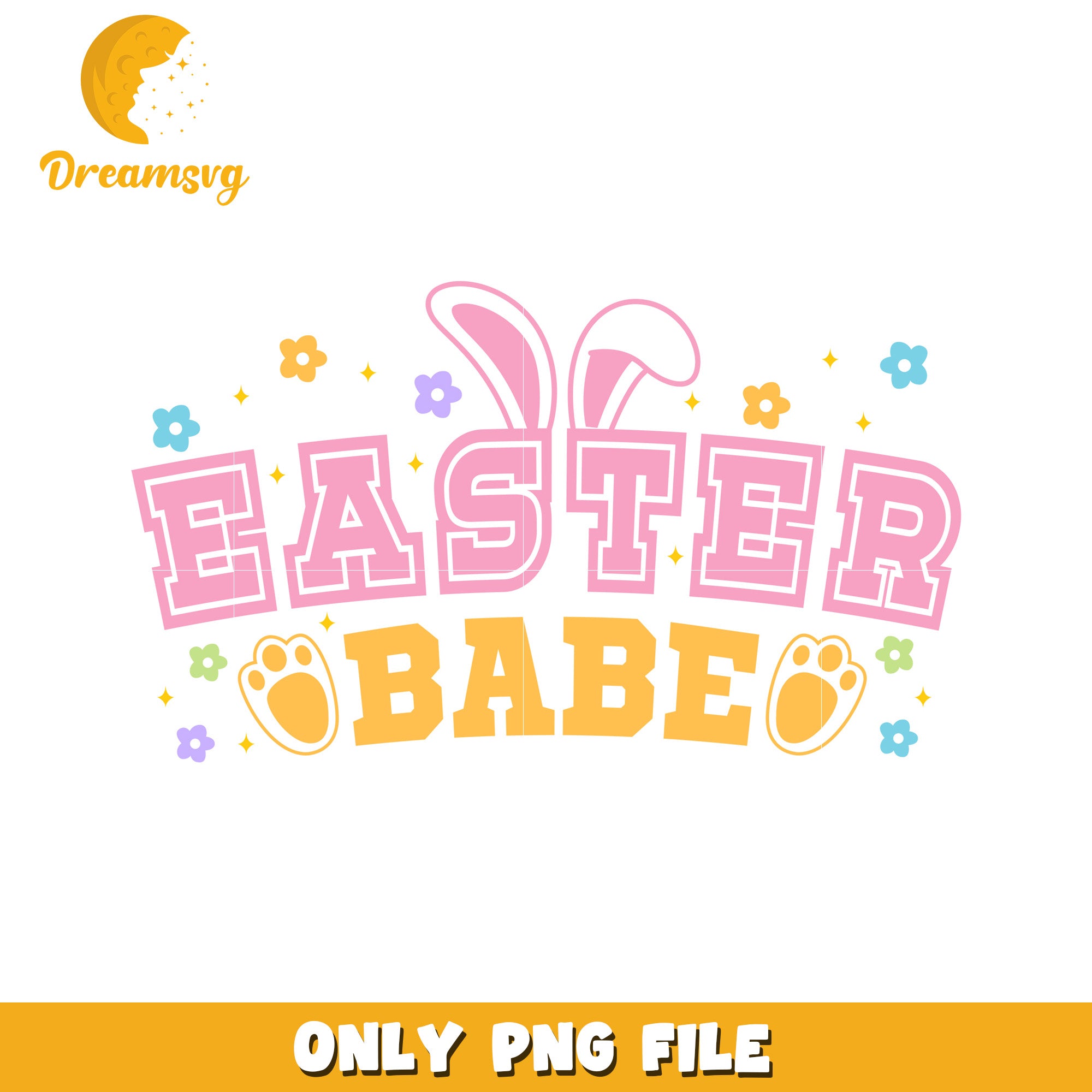 Easter Babe PNG Design Cute Bunny Floral Graphic