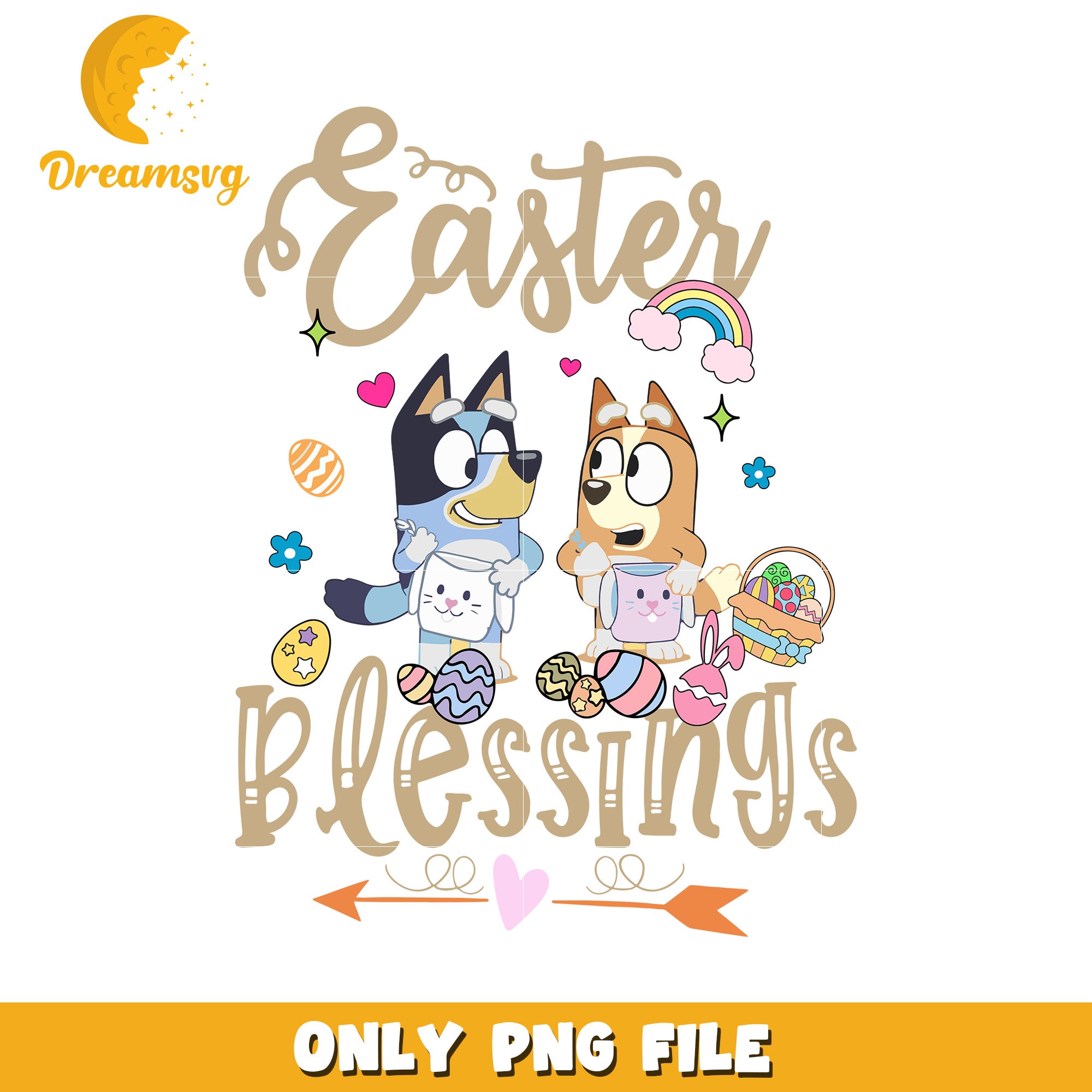 Easter Blessings PNG Cute Puppy Design