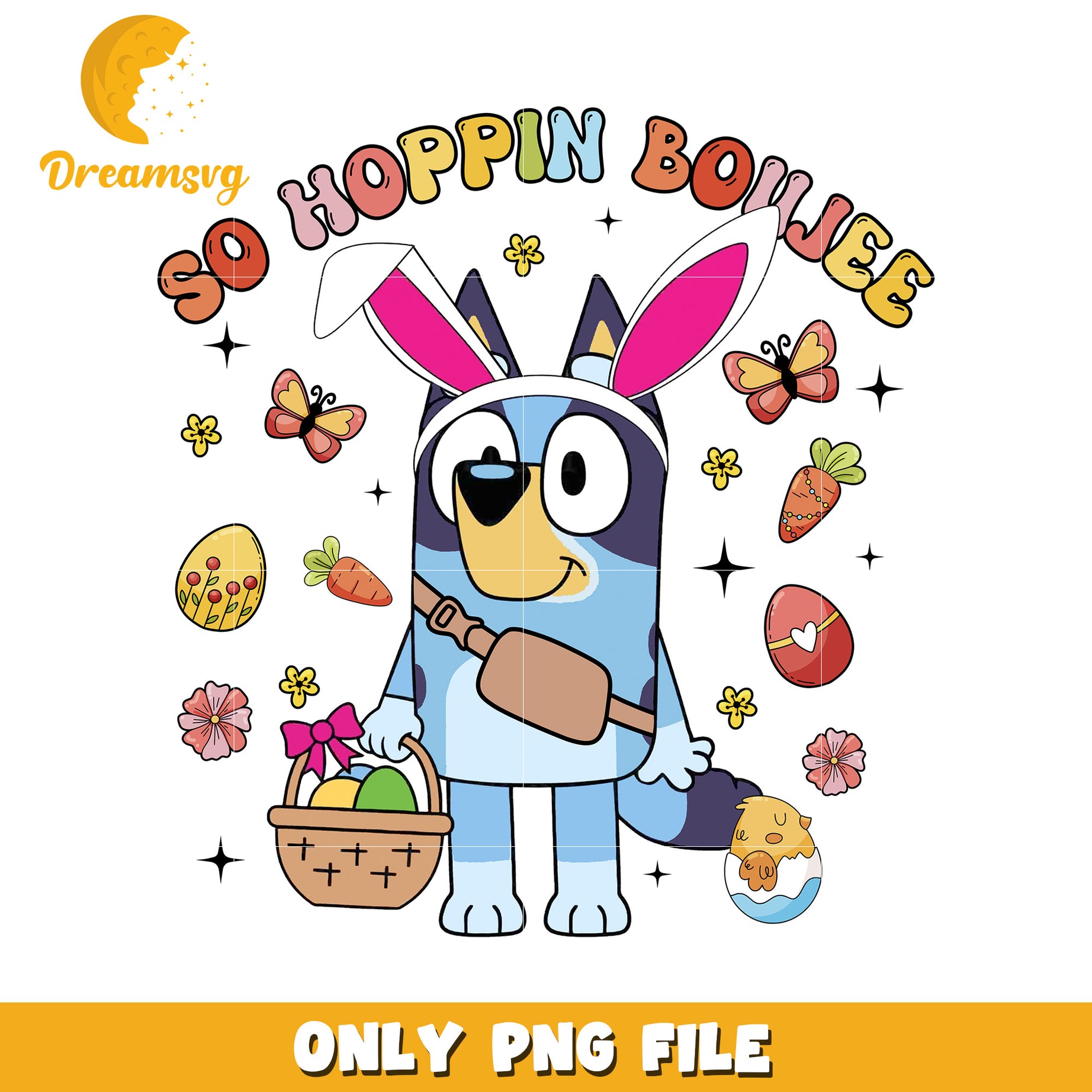 Easter Bluey Bunny PNG Design