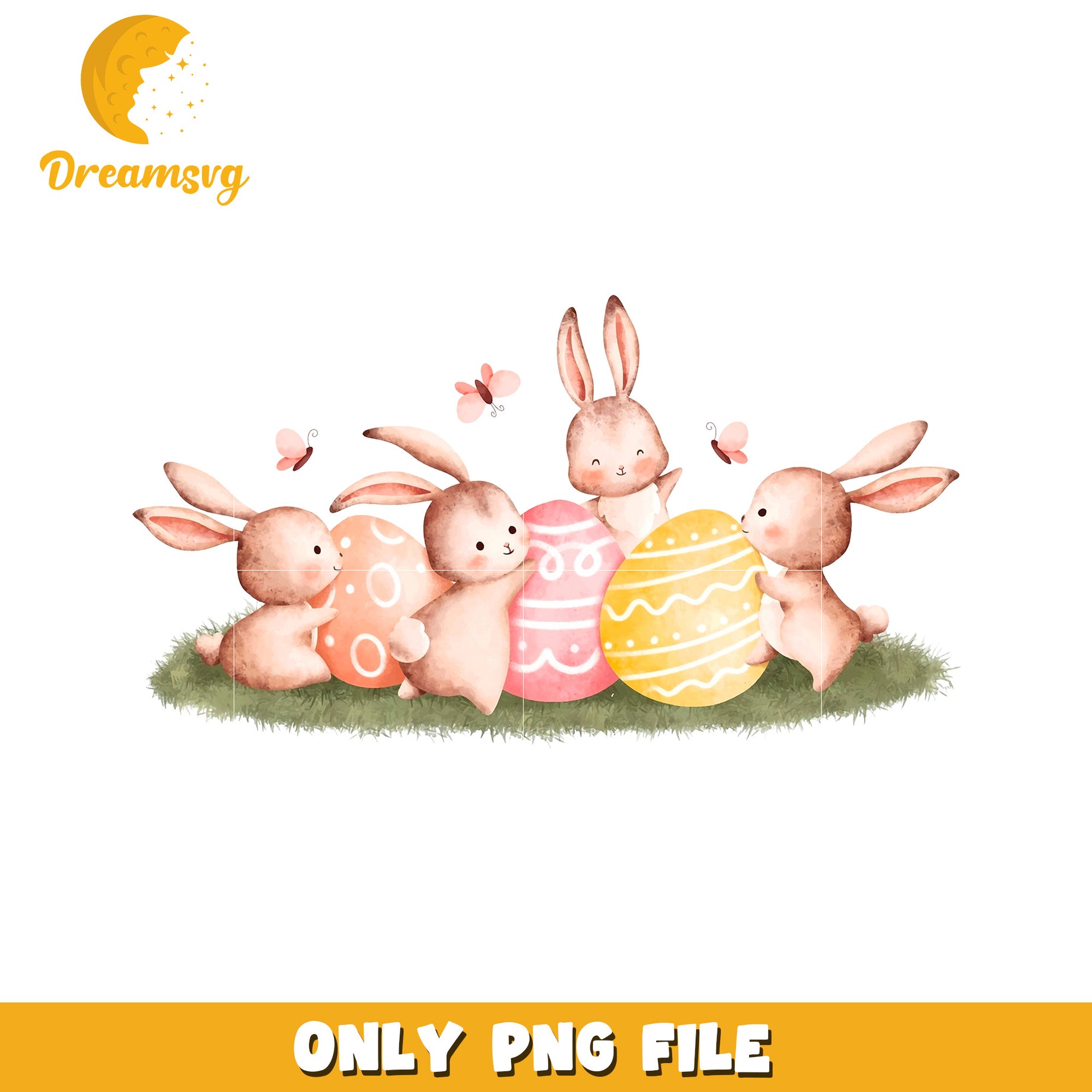 Easter Bunnies PNG Watercolor Clipart