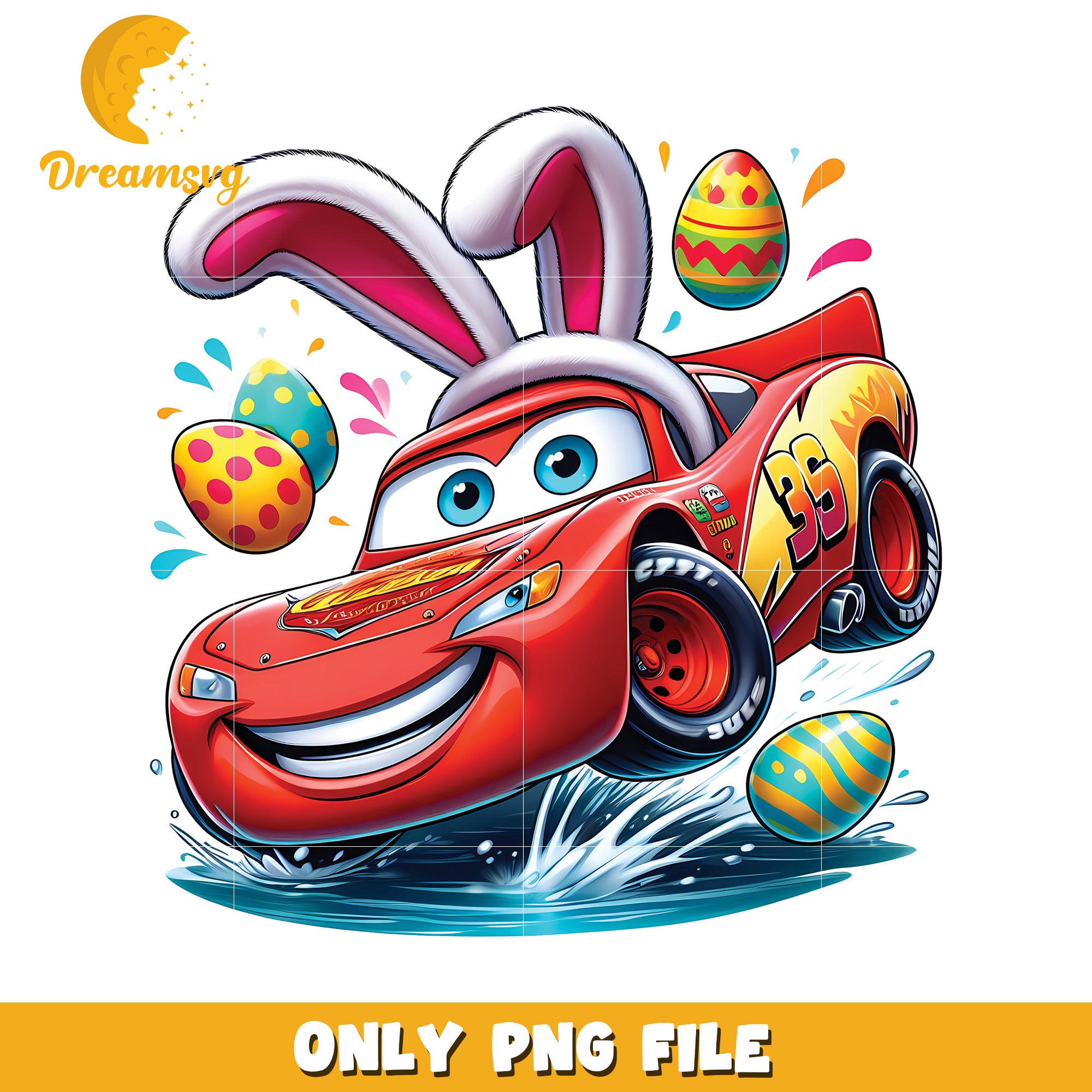 Easter Bunny Car Art Colorful PNG for Kids Decor 2023