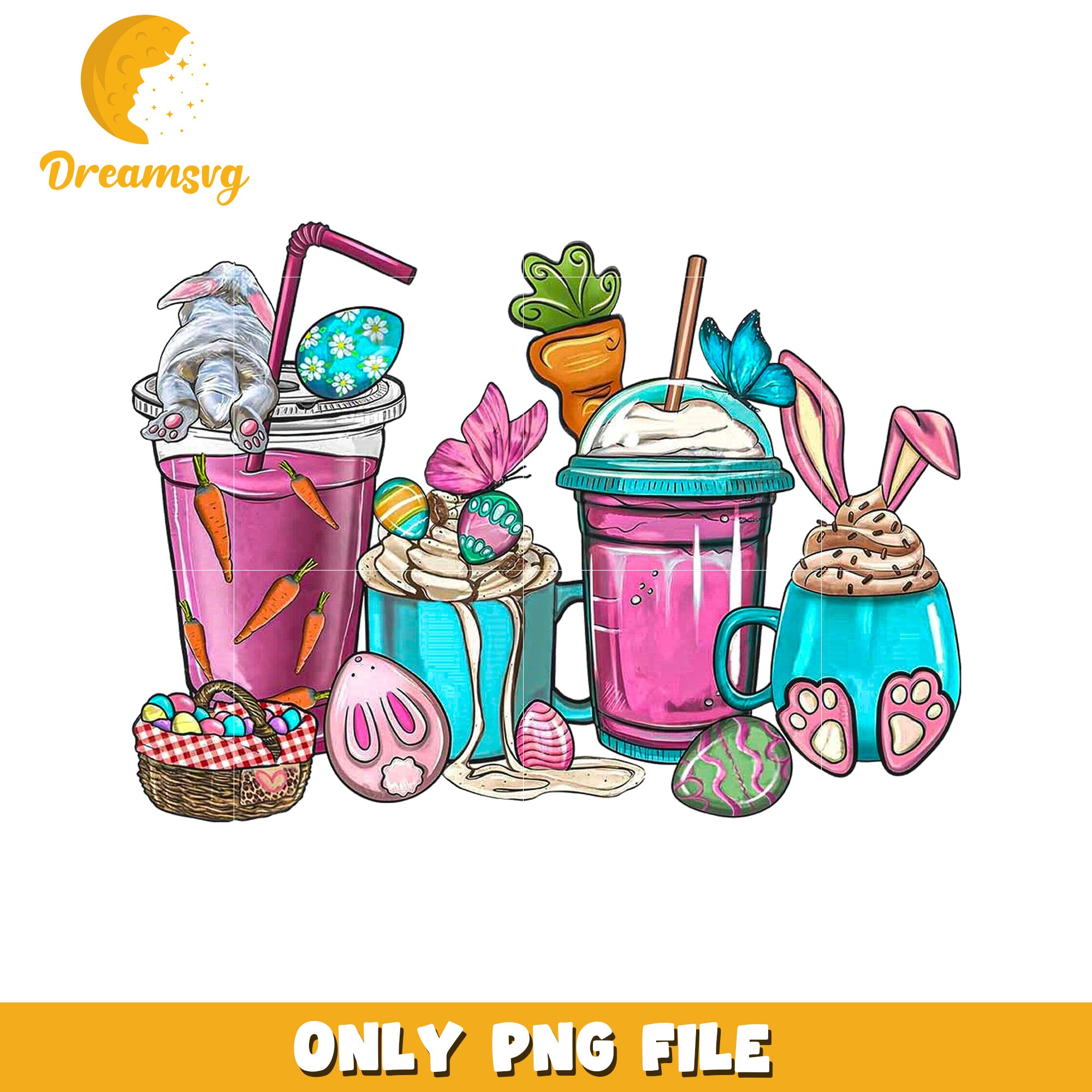 Easter Bunny Drinks PNG Cute Holiday Treats