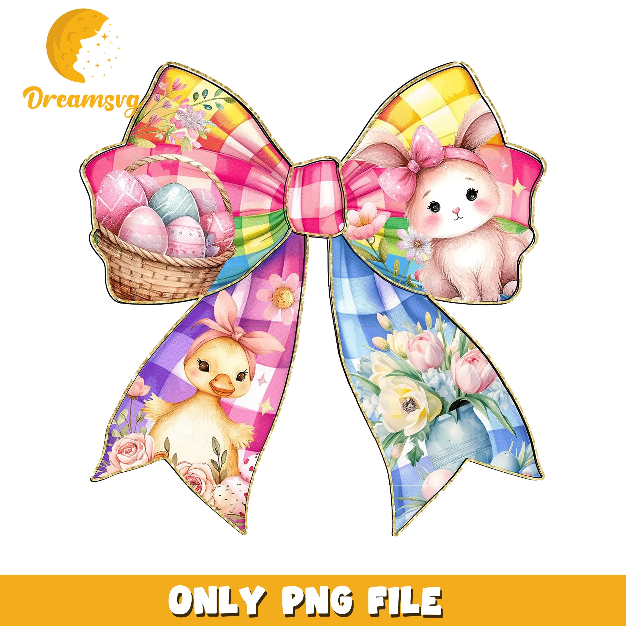 Easter Bunny Duck Bow PNG Printable
