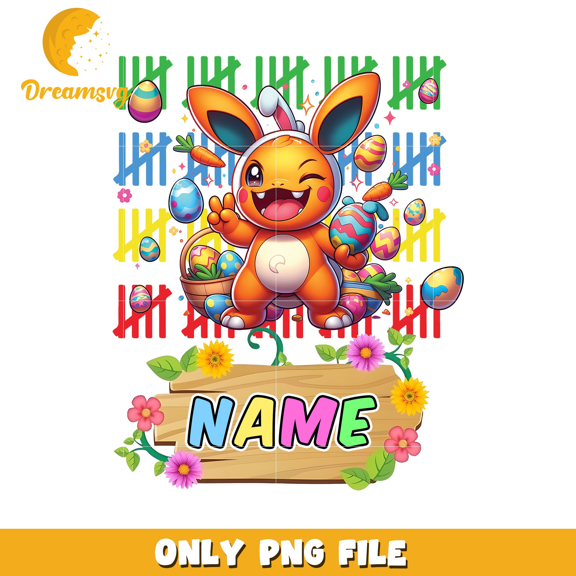 Easter Bunny Eevee PNG Sublimation Design