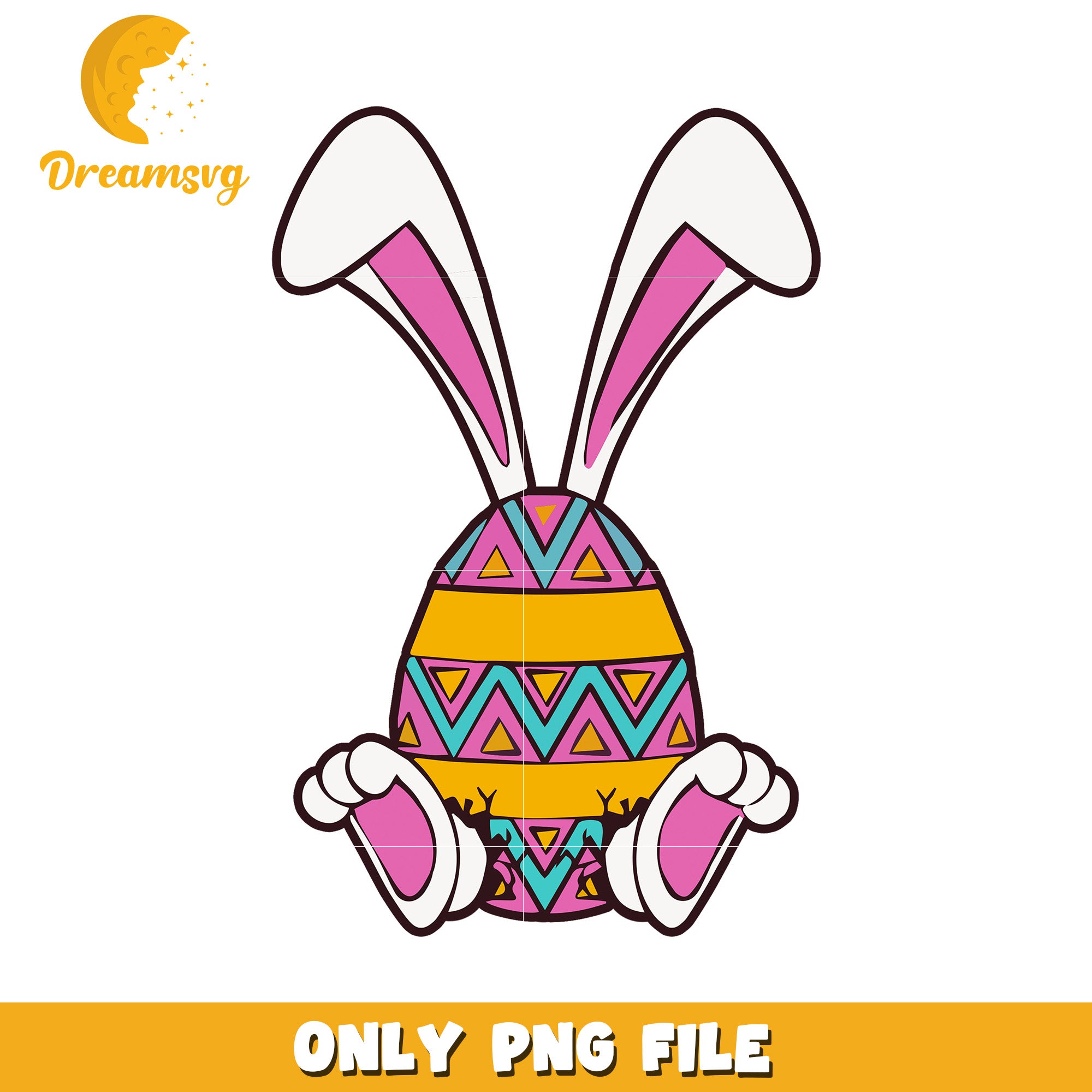 Easter Bunny Egg PNG Colorful Tribal Design