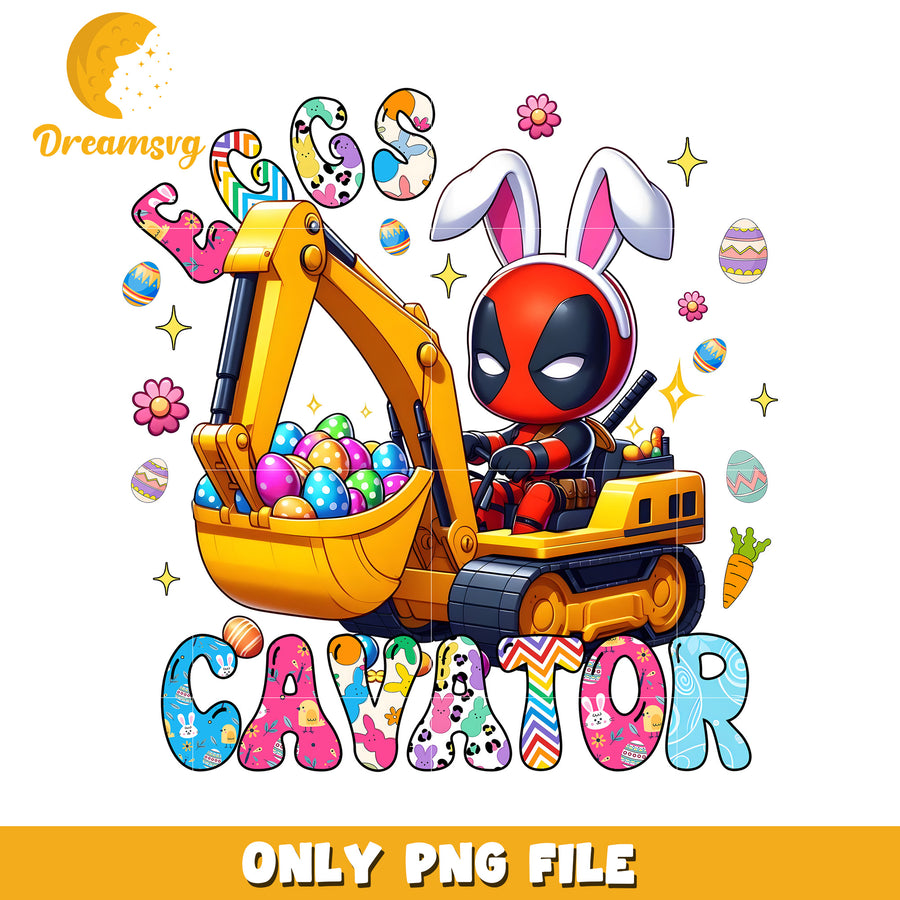 Easter Bunny Excavator Fun Art for Kids PNG Design