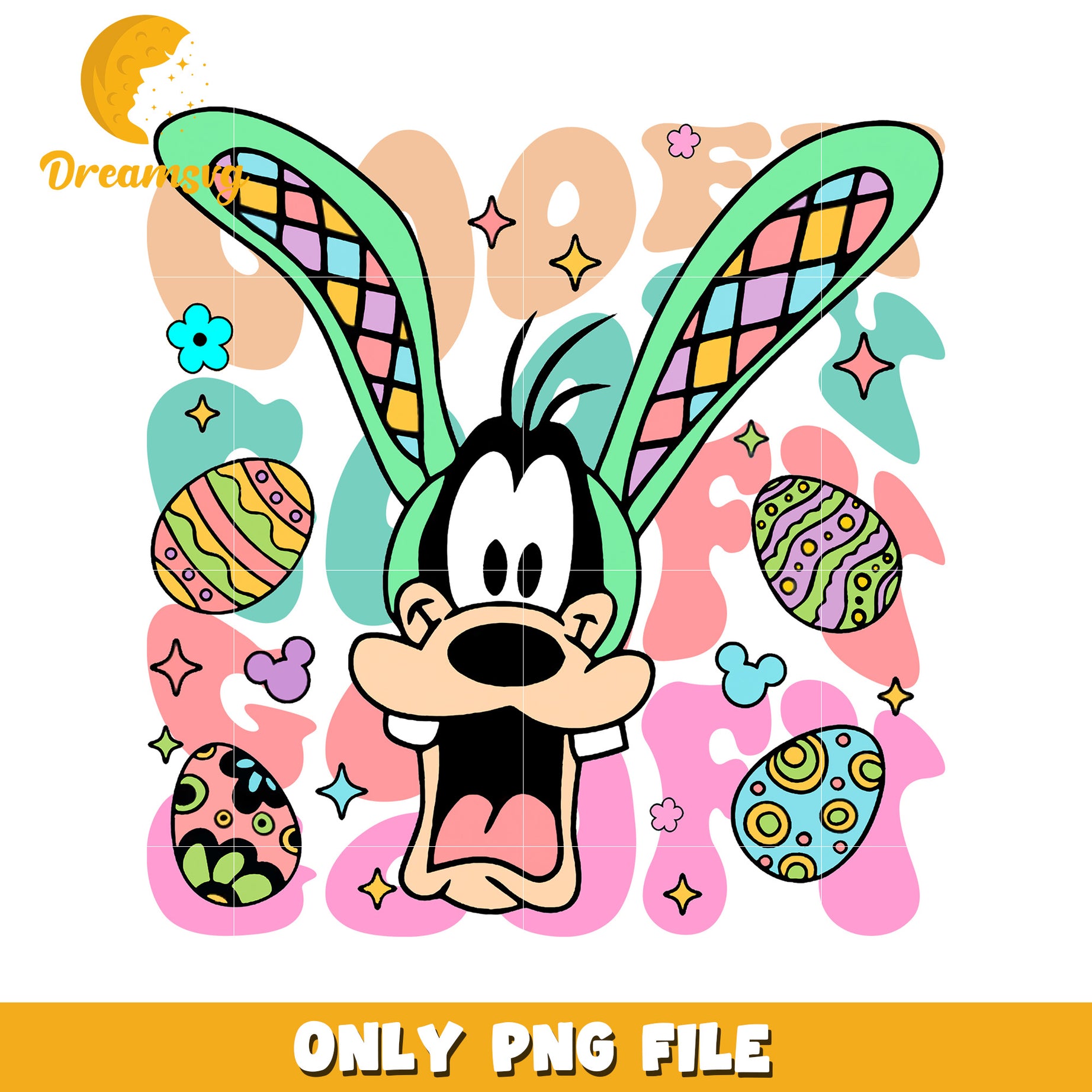 Easter Bunny Goofy PNG File Colorful Fun Design for Kids