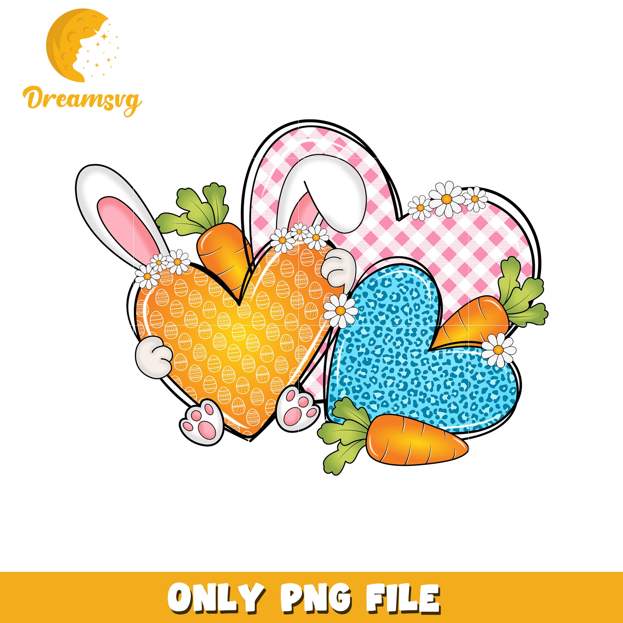 Easter Bunny Hearts PNG Sublimation