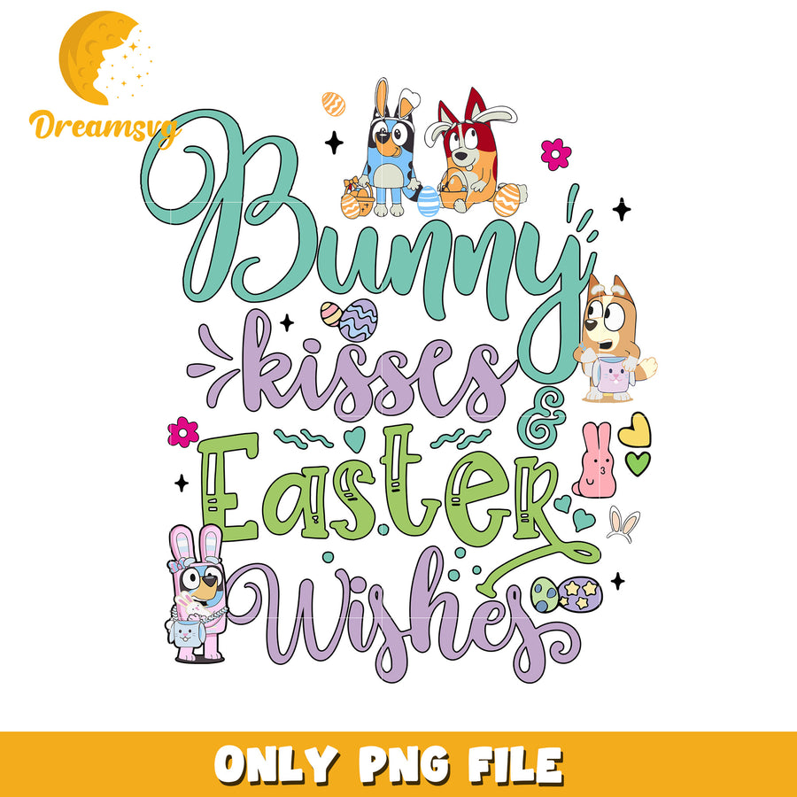 Easter Bunny Kisses Wishes PNG Design