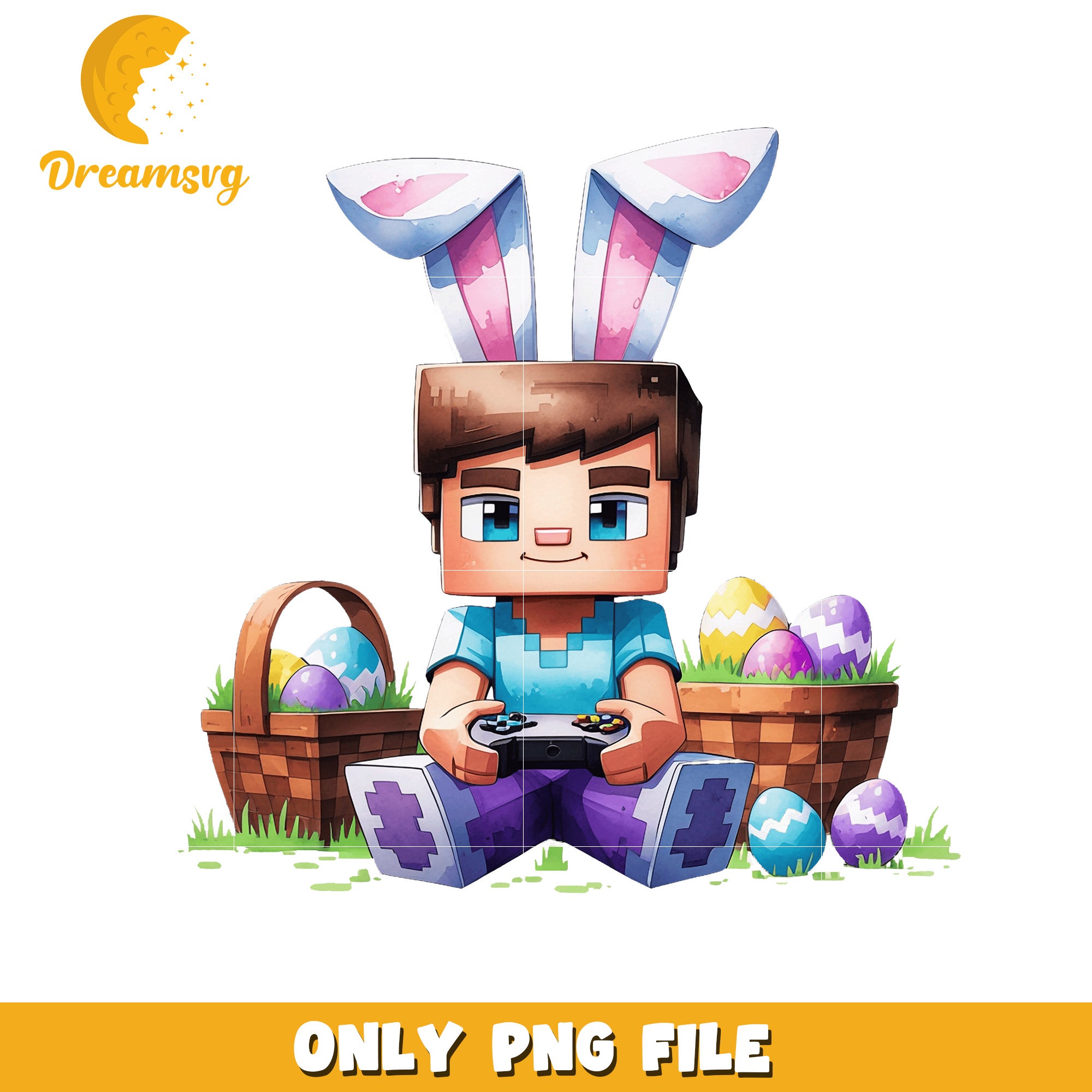 Easter Bunny Minecraft Character, Downloadable PNG File, Fun Design