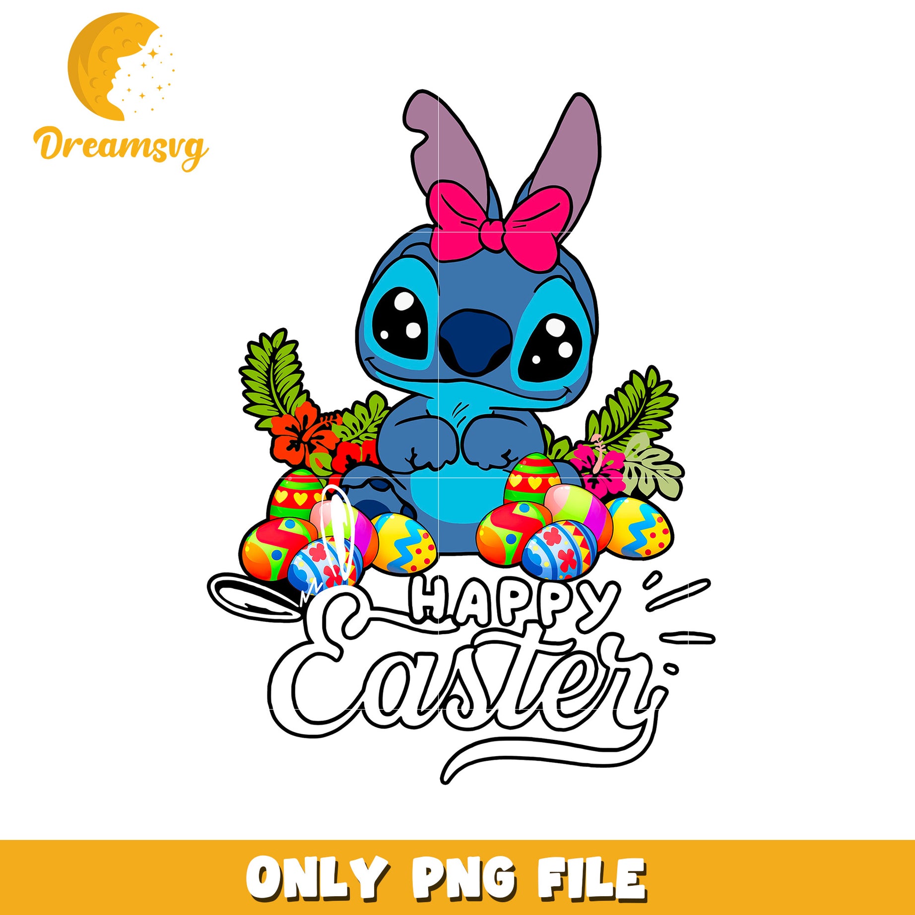 Easter Bunny PNG Design Cute Happy Easter Eggs Art