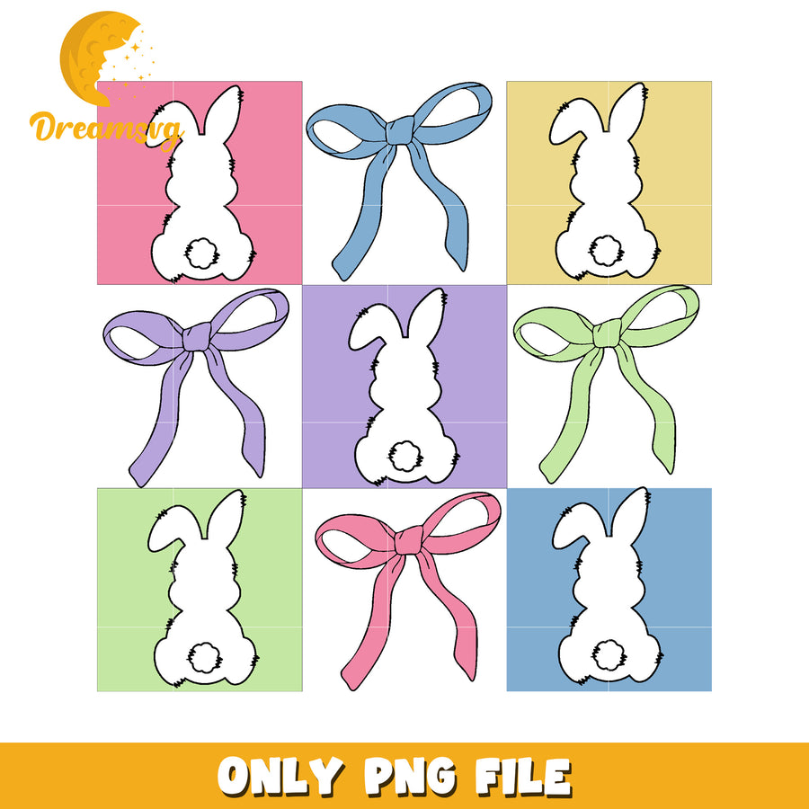 Easter Bunny PNG Pastel Bows & Bunnies