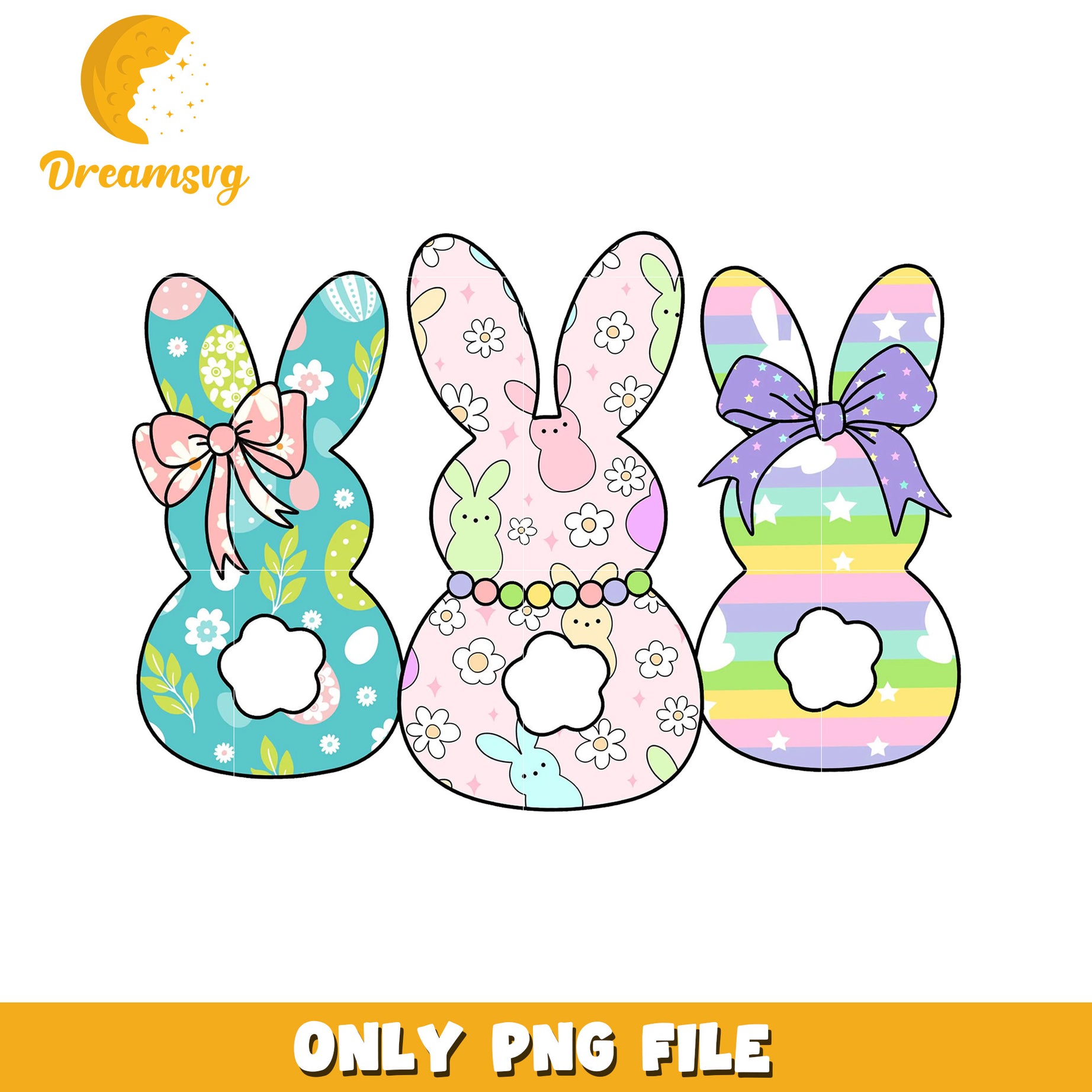 Easter Bunny PNG Sublimation Design Pastel