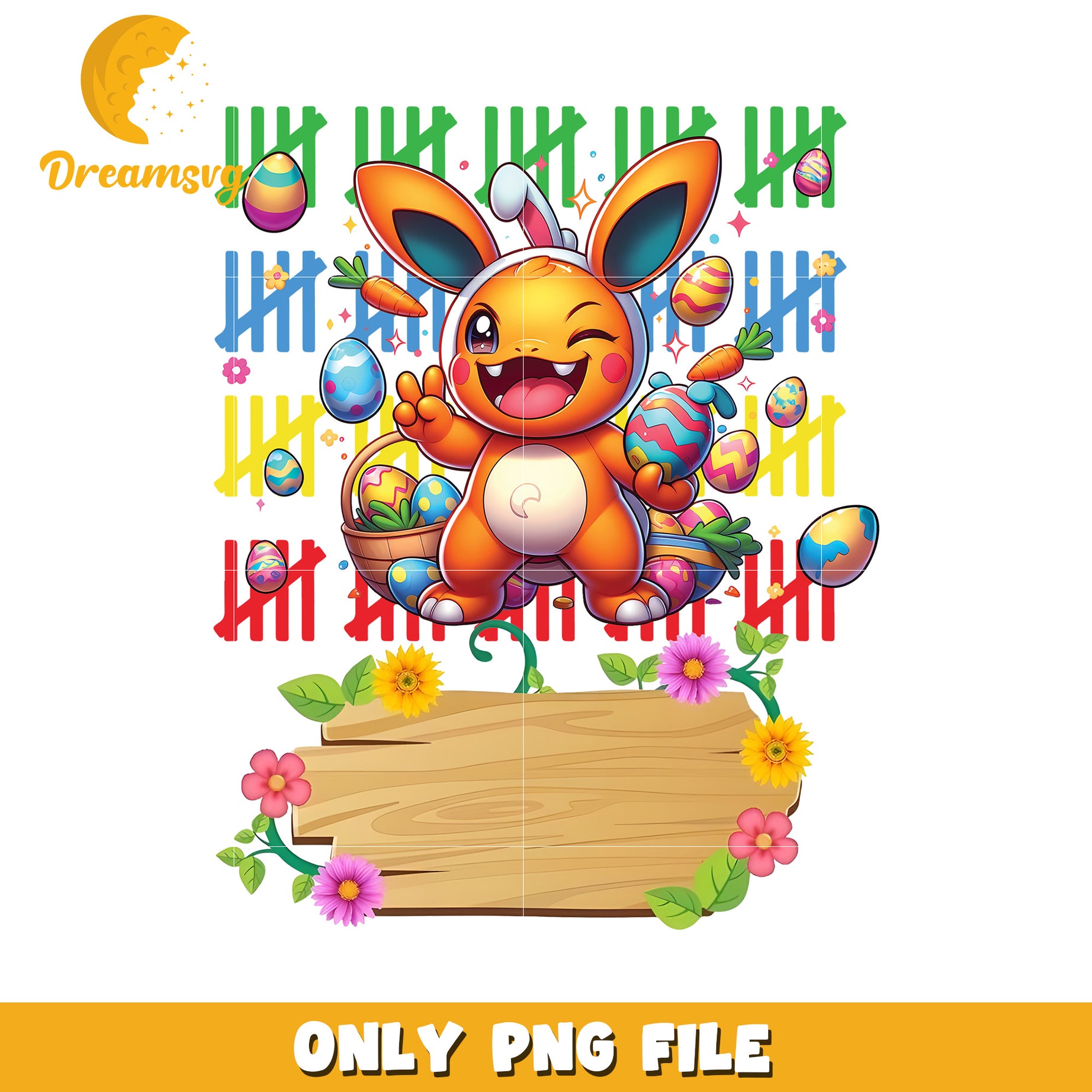 Easter Bunny Pokemon PNG Sublimation Design