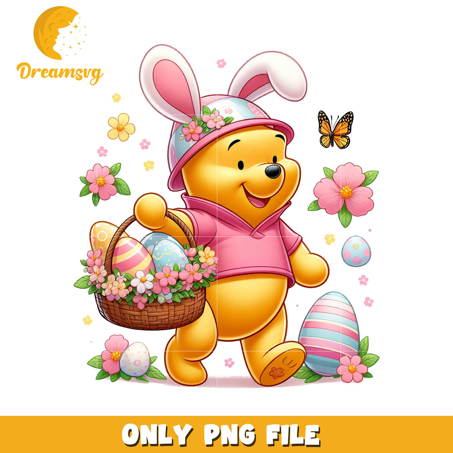Easter Bunny Pooh Bear Cute PNG File for Kids Designs