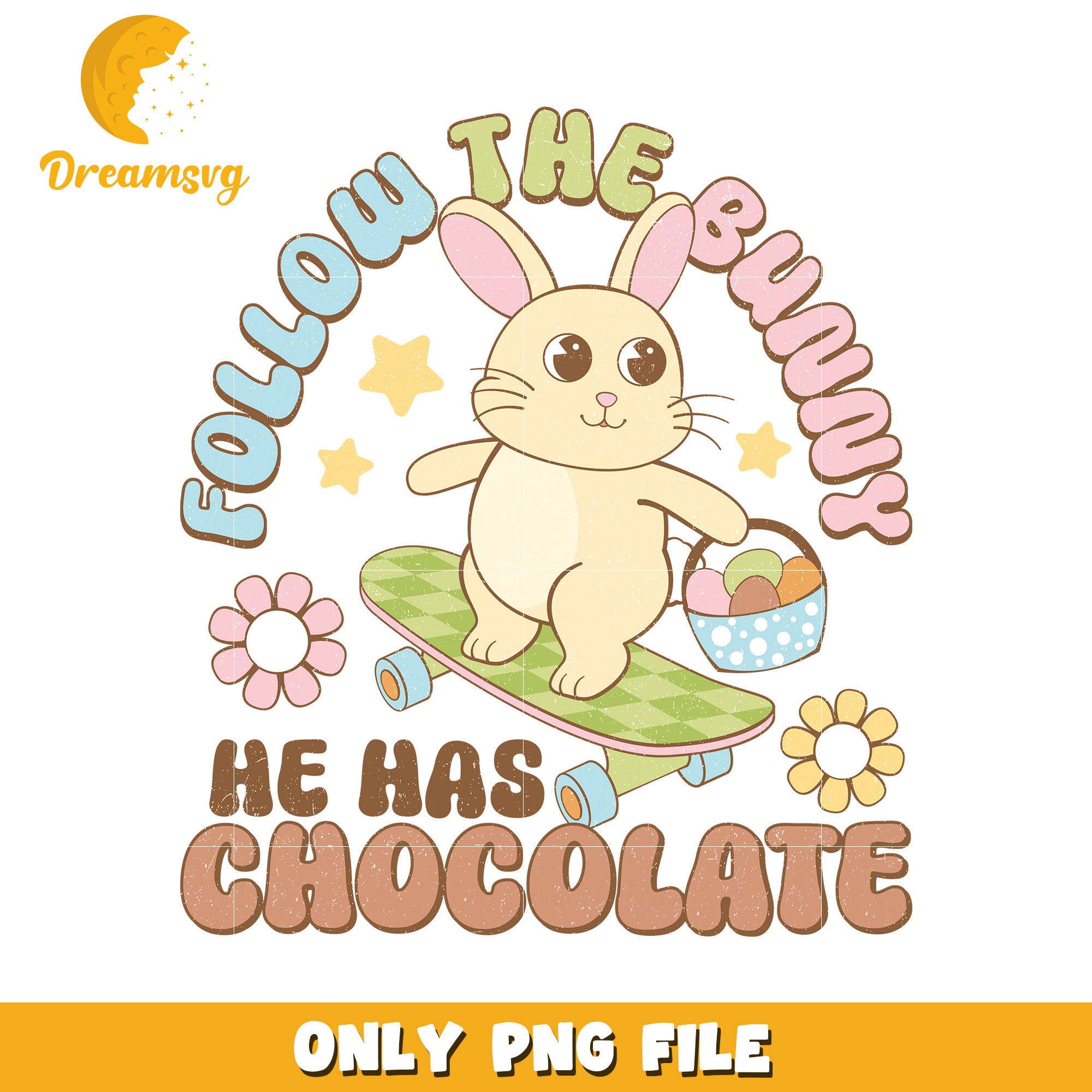 Easter Bunny Skateboard PNG Chocolate Eggs