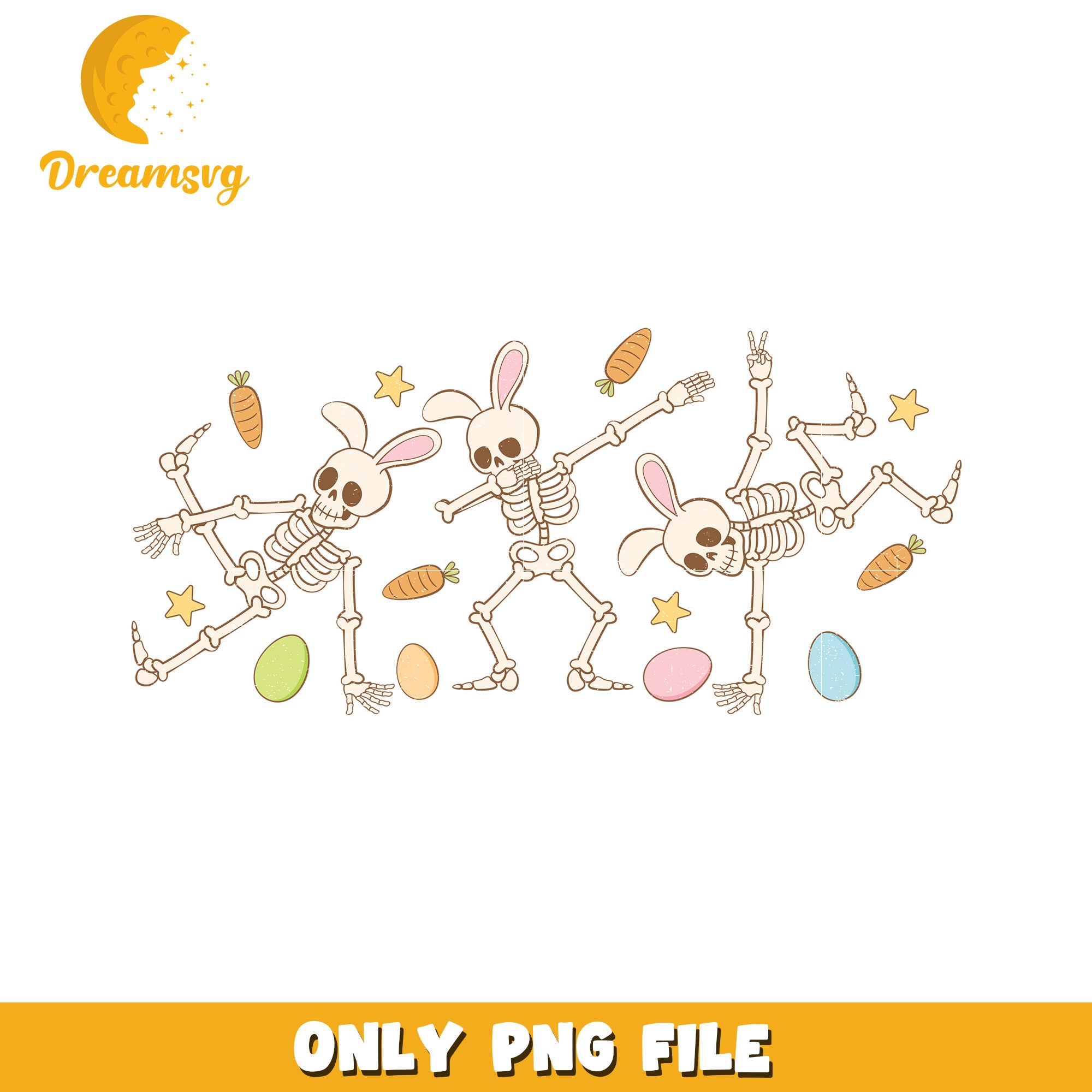 Easter Bunny Skeletons PNG Cartoon Image