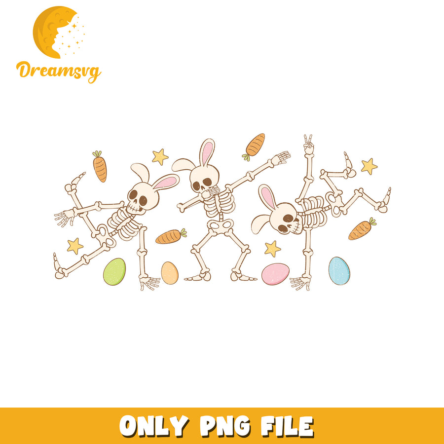 Easter Bunny Skeletons PNG Cartoon Image