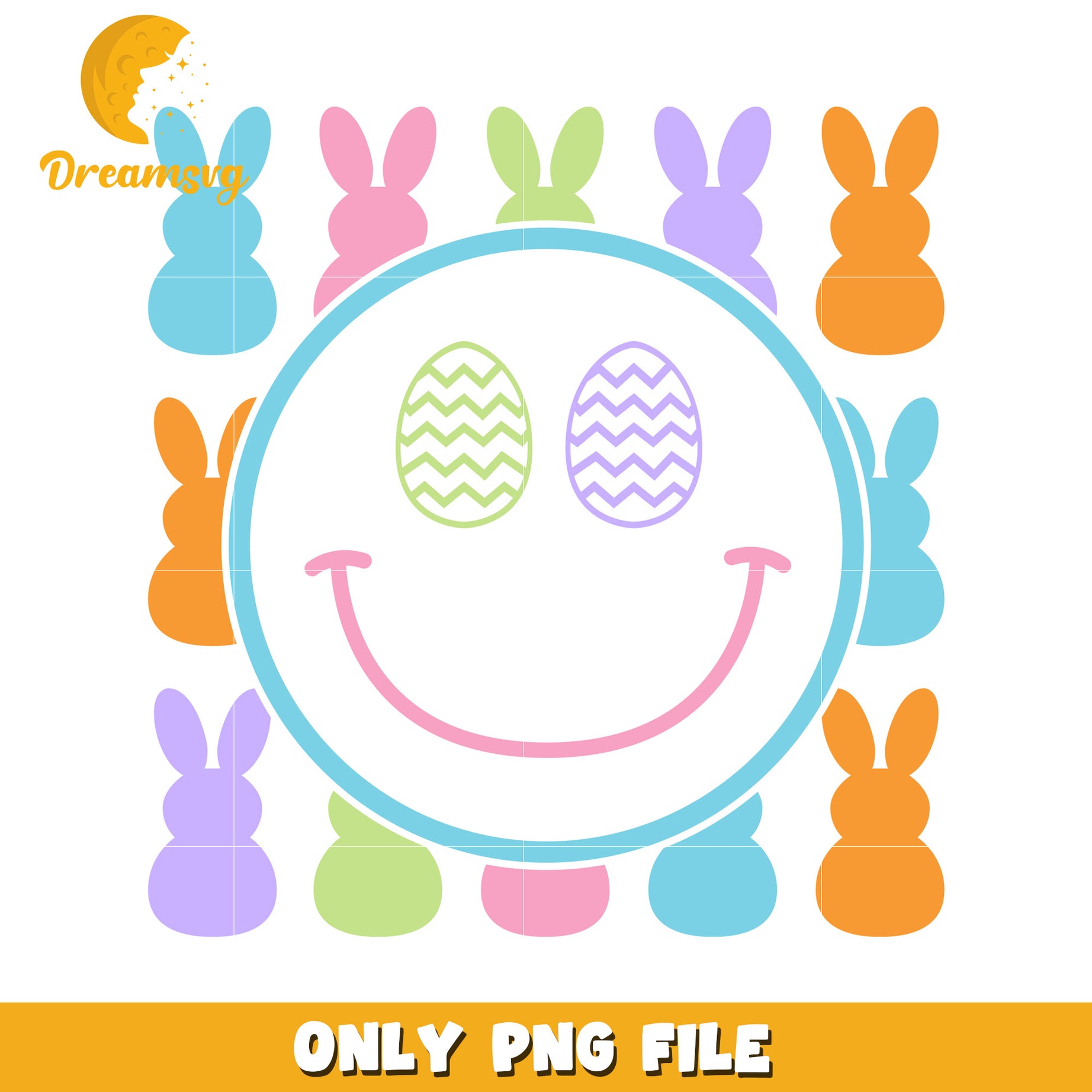 Easter Bunny Smiley Face PNG Image