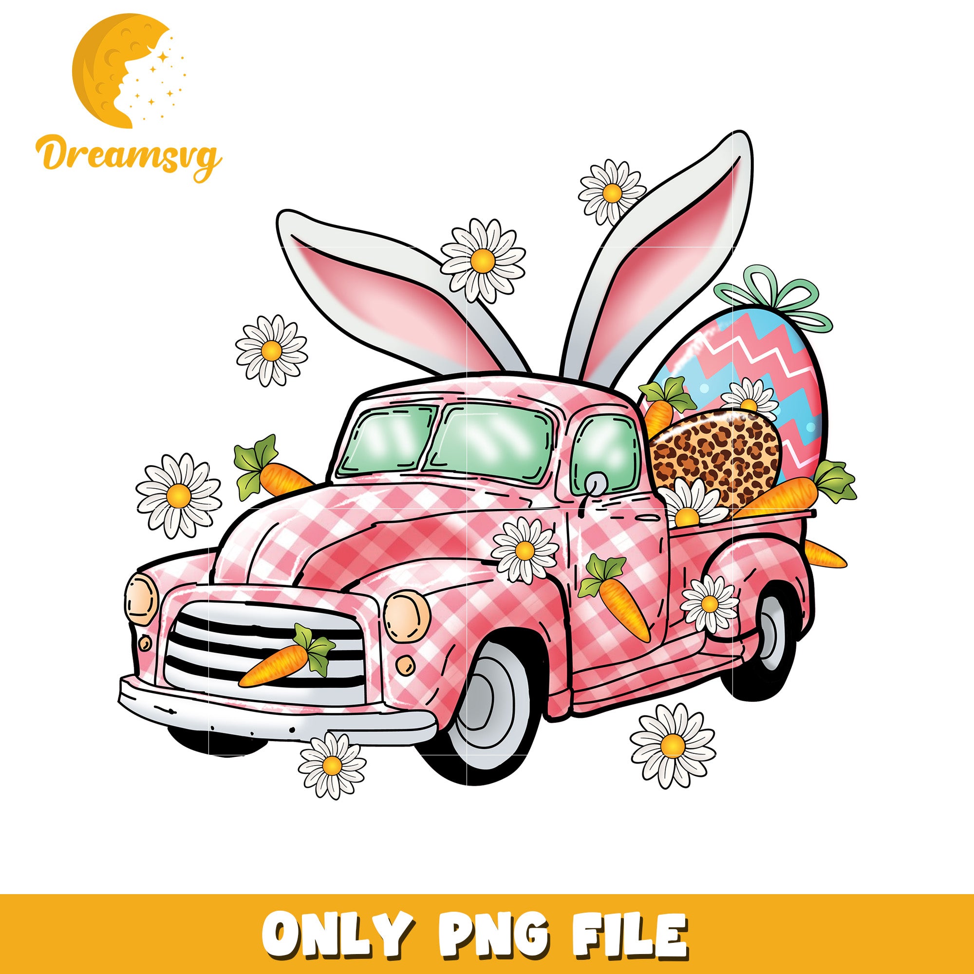 Easter Bunny Truck PNG Sublimation Design