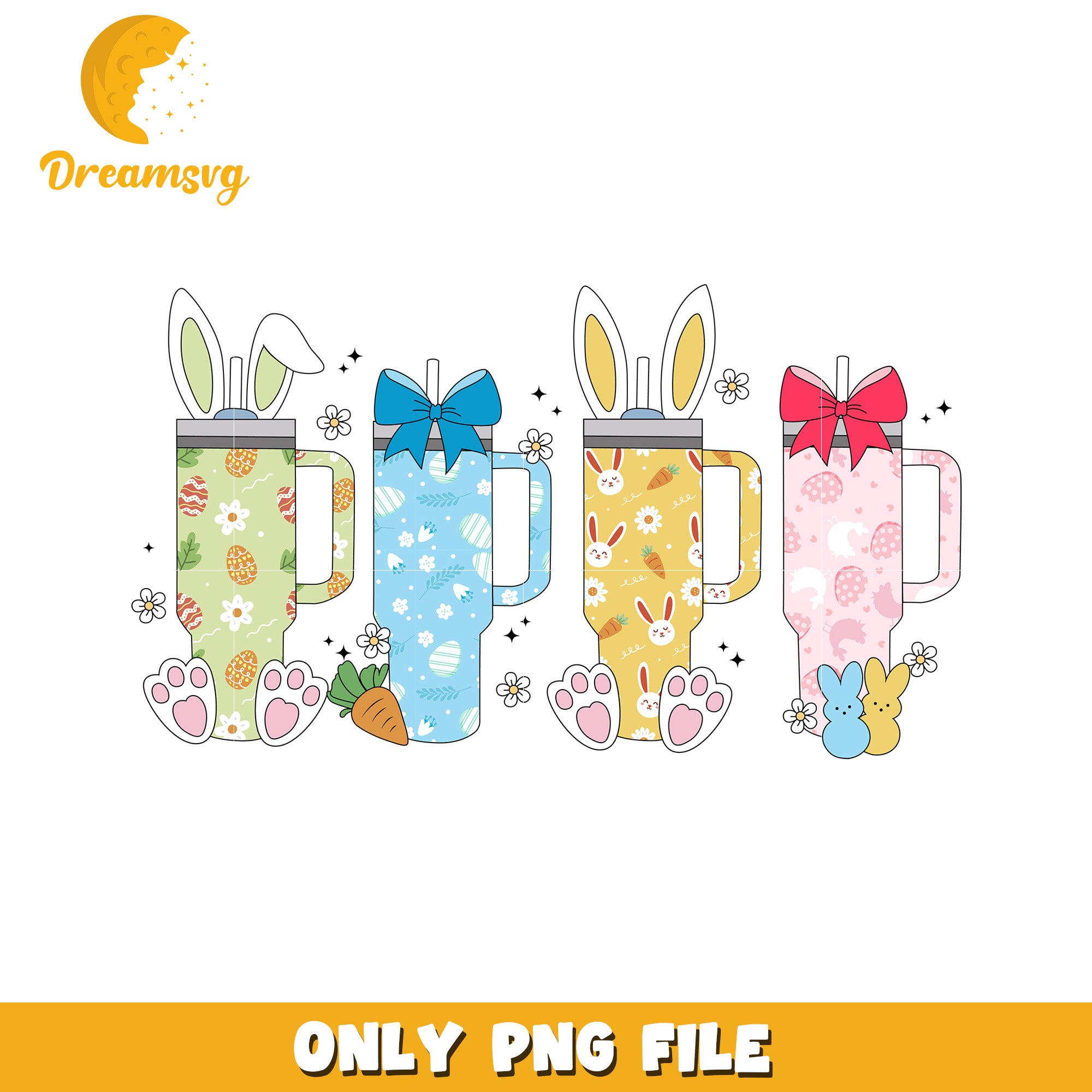Easter Bunny Tumblers PNG Cute Spring Designs