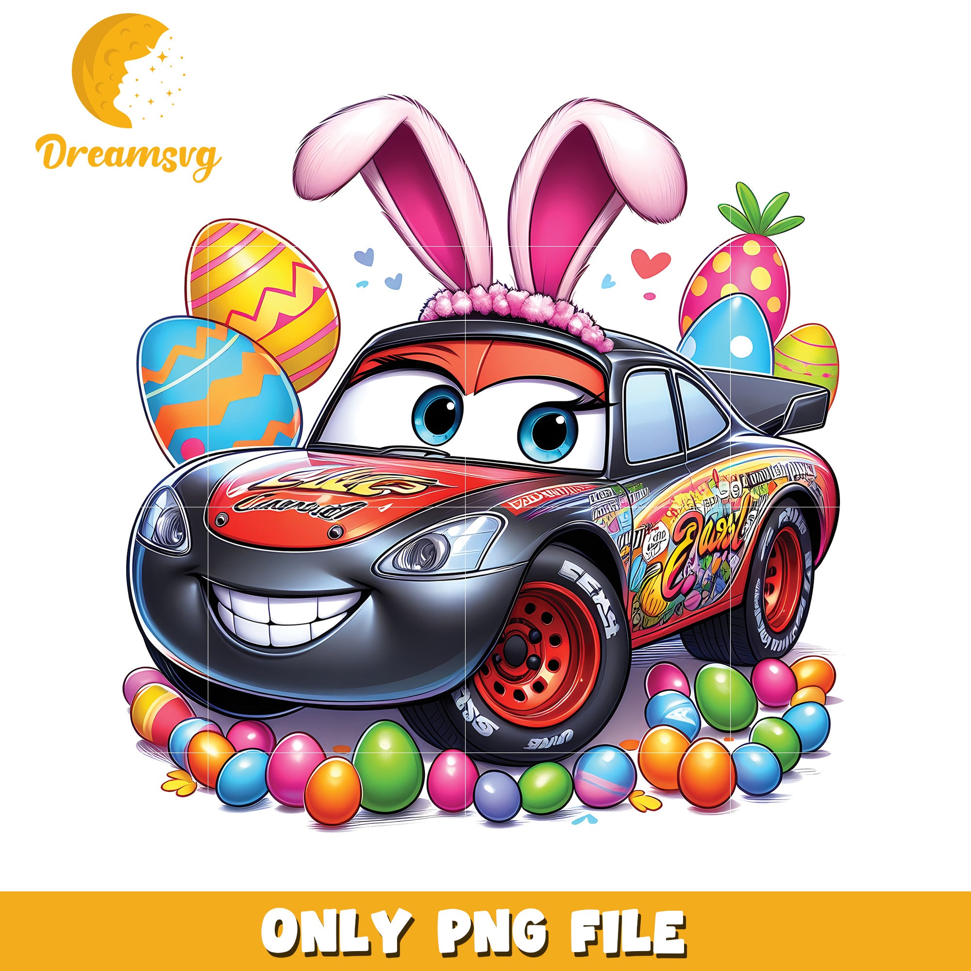 Easter Cars PNG Cute Bunny Car Illustration