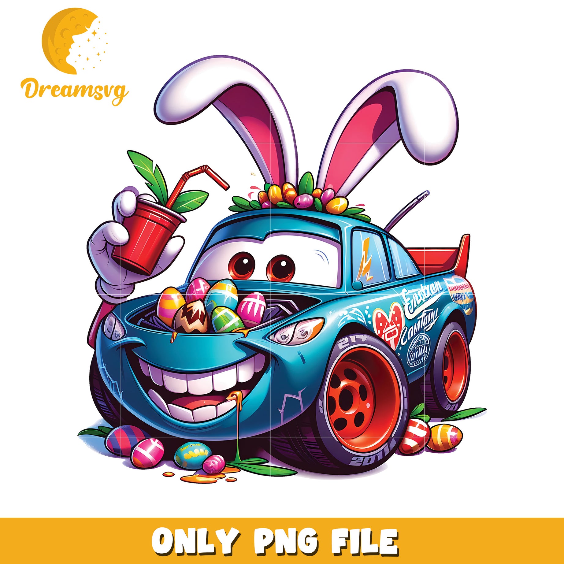 Easter Cars PNG Cute Bunny Lightning McQueen