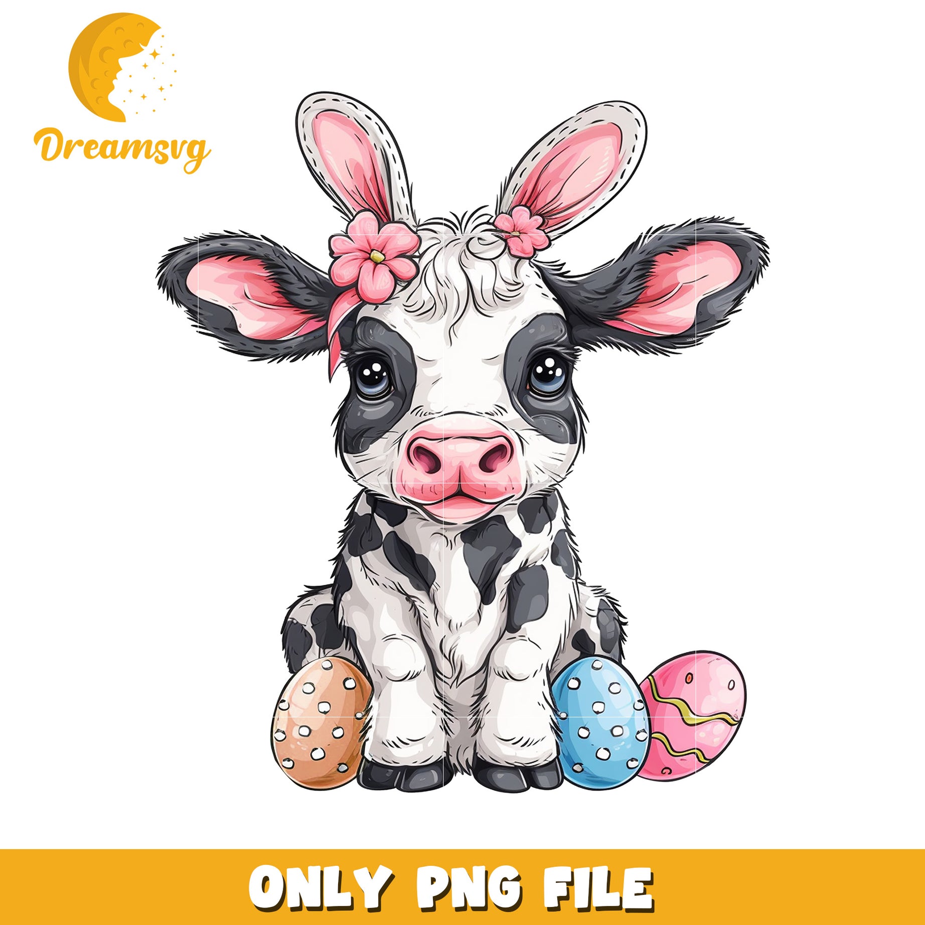 Easter Cow PNG Cute Bunny Ears