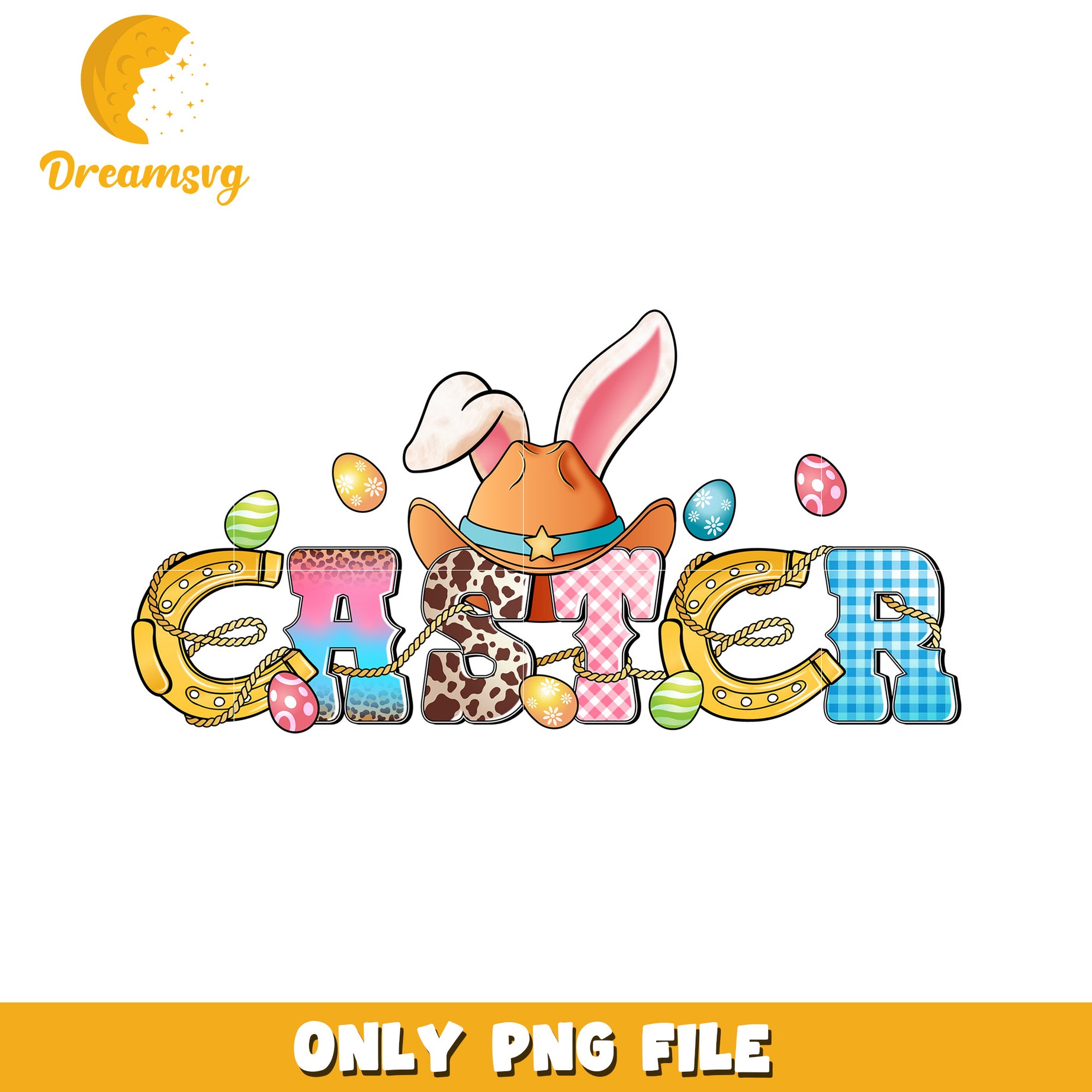 Easter Cowboy Bunny PNG Design