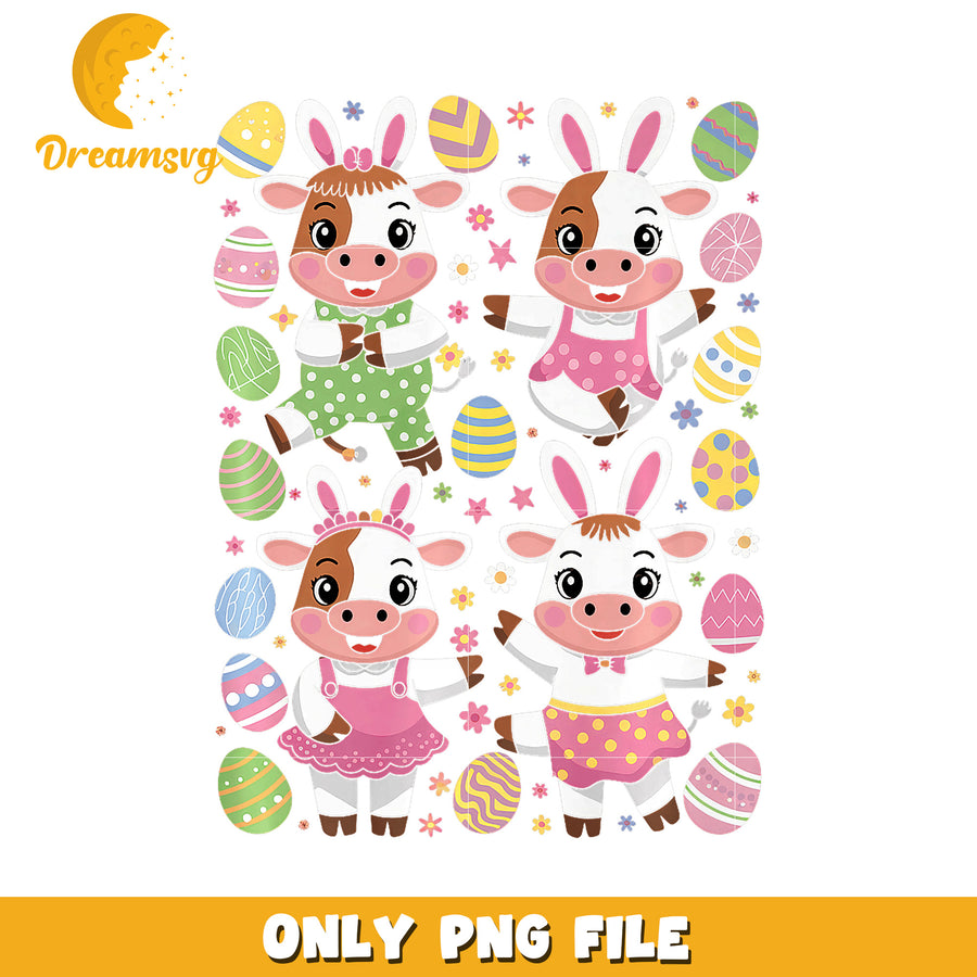 Easter Cows PNG Cute Bunny Cow Clipart