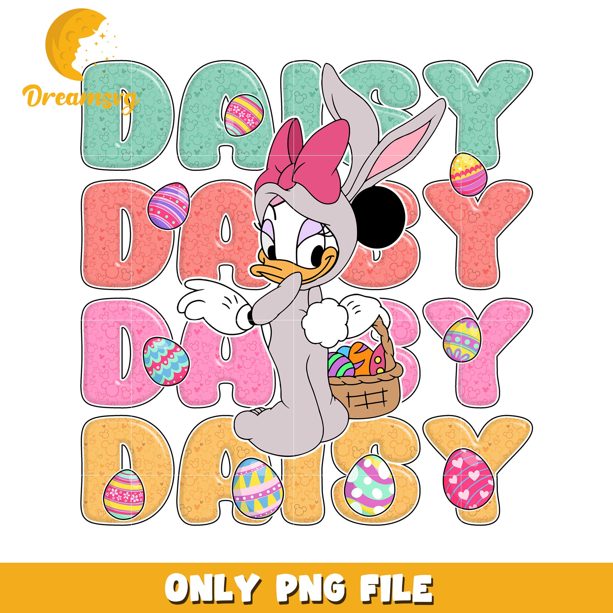 Easter Daisy Duck Bunny PNG Sublimation