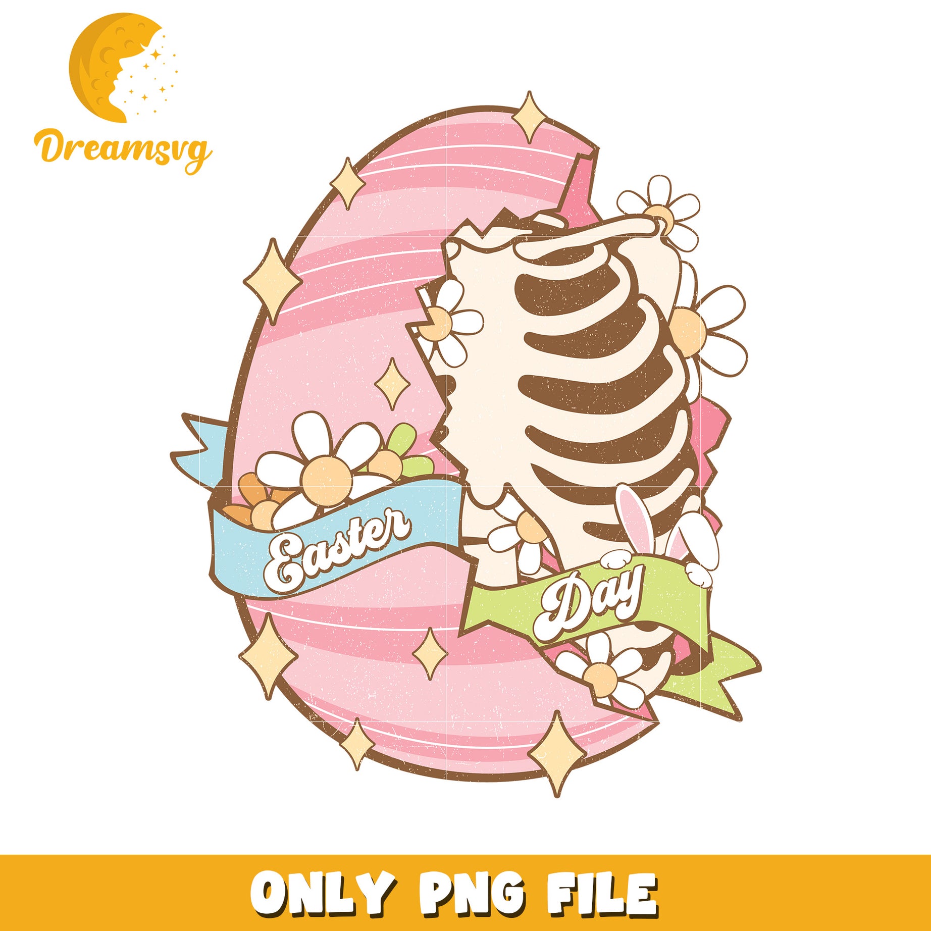 Easter Day PNG Cute Ribcage Egg Design