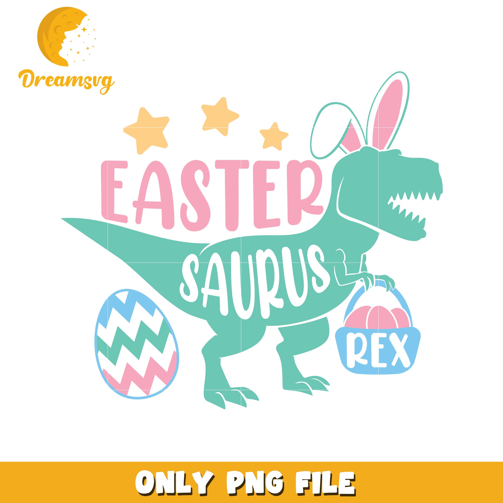 Easter Dinosaur PNG Rex Bunny Ears Design