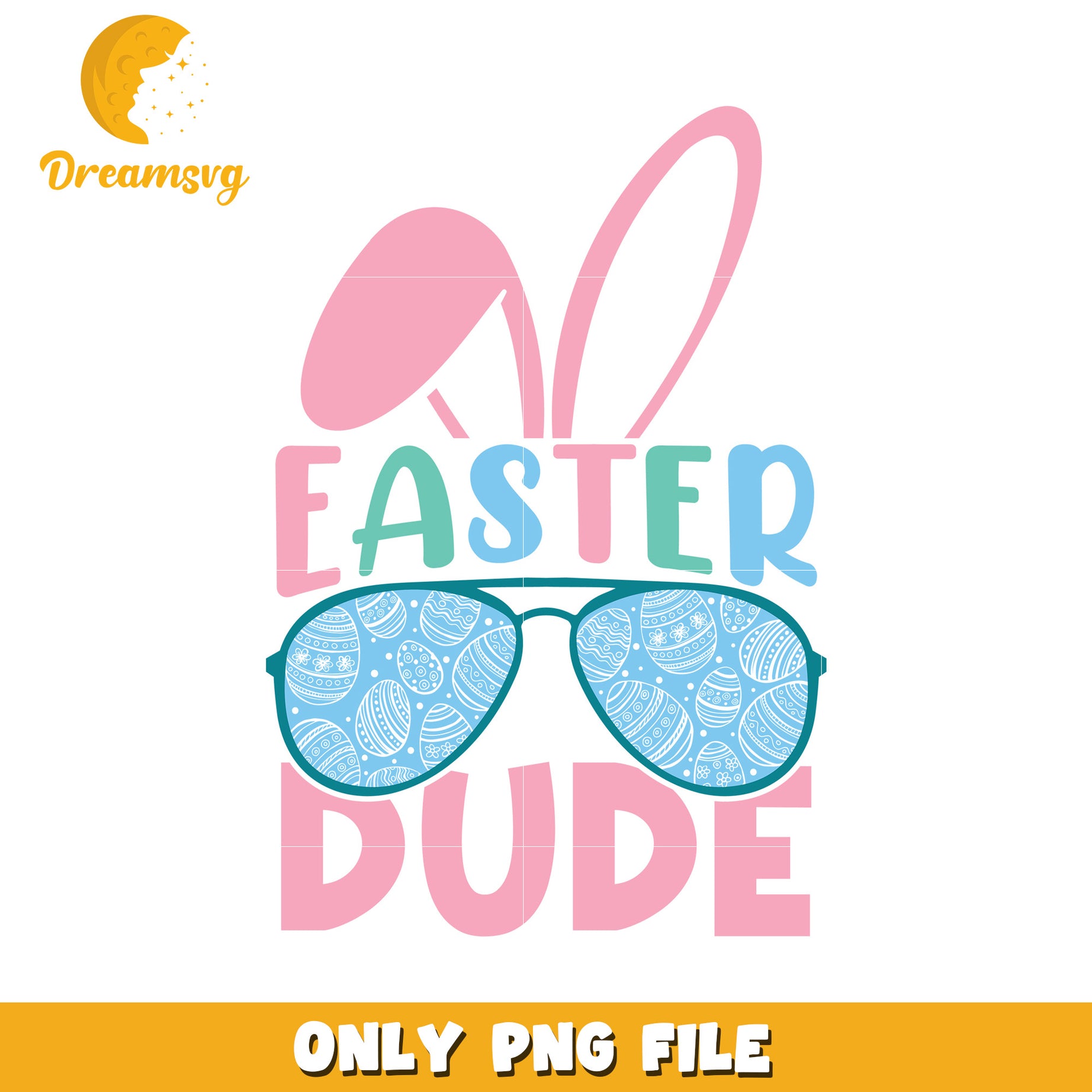 Easter Dude PNG Bunny Ears Sunglasses Design