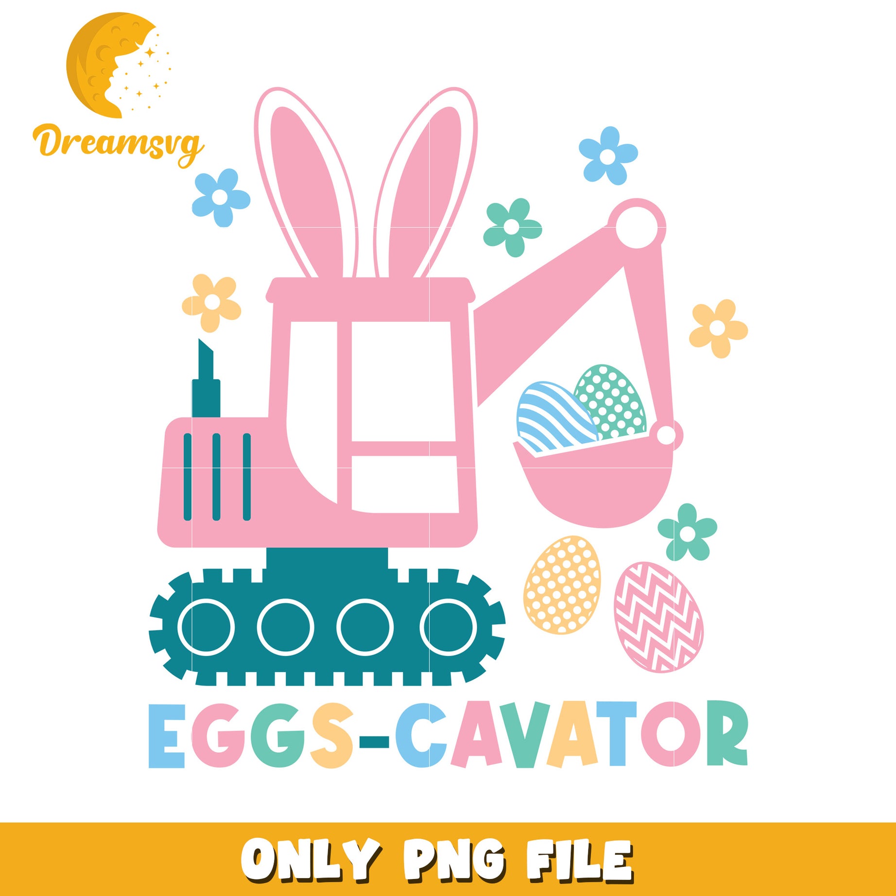 Easter Eggs Excavator PNG Design