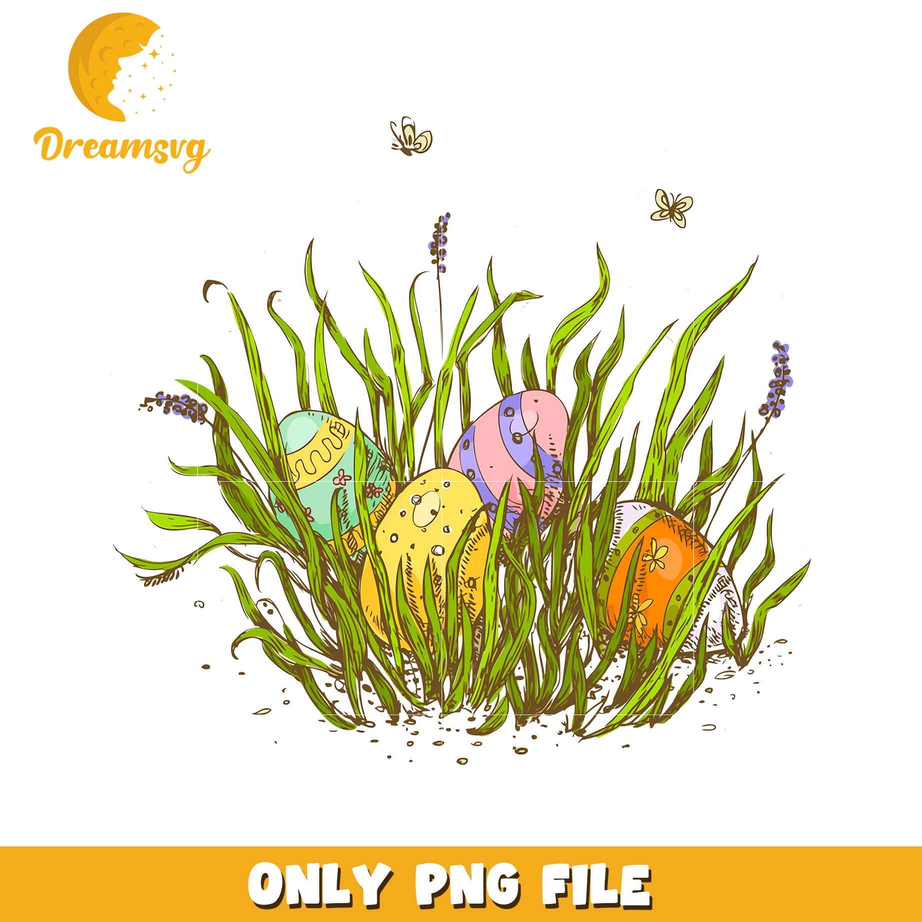 Easter Eggs in Grass PNG Spring Clipart