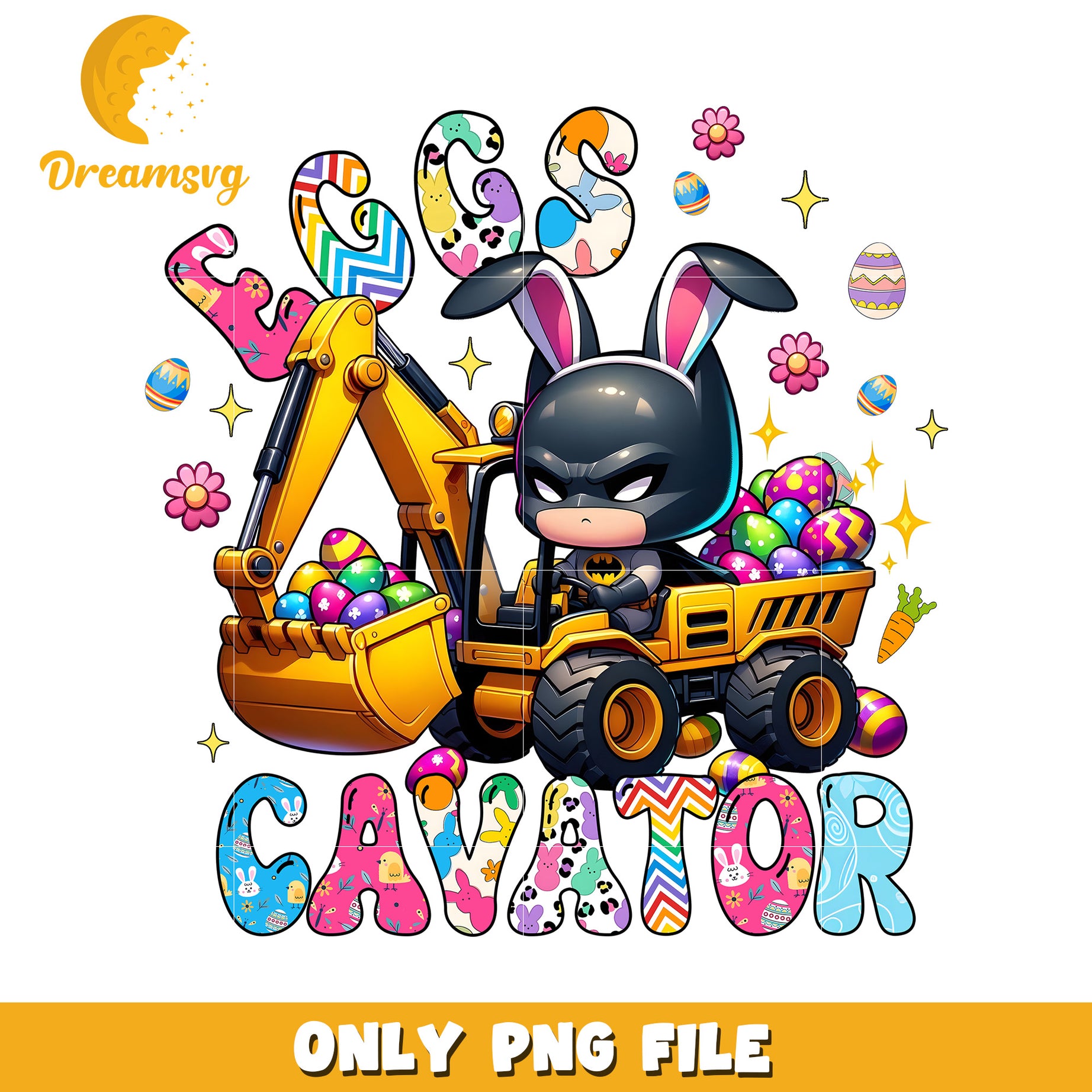 Easter Excavator Batman Bunny PNG