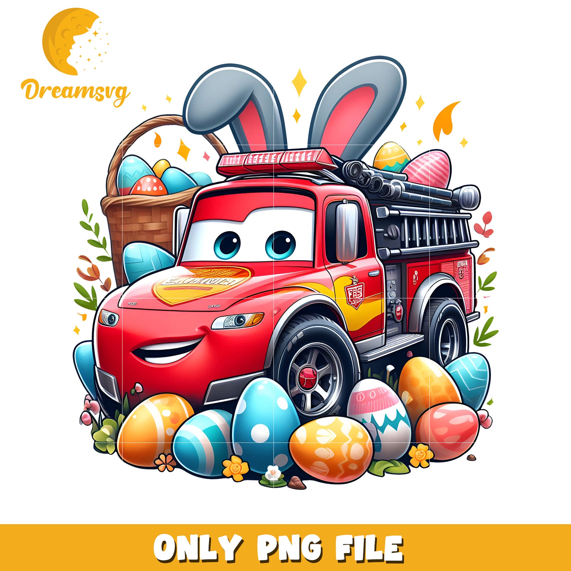 Easter Firetruck PNG Bunny Car Clipart