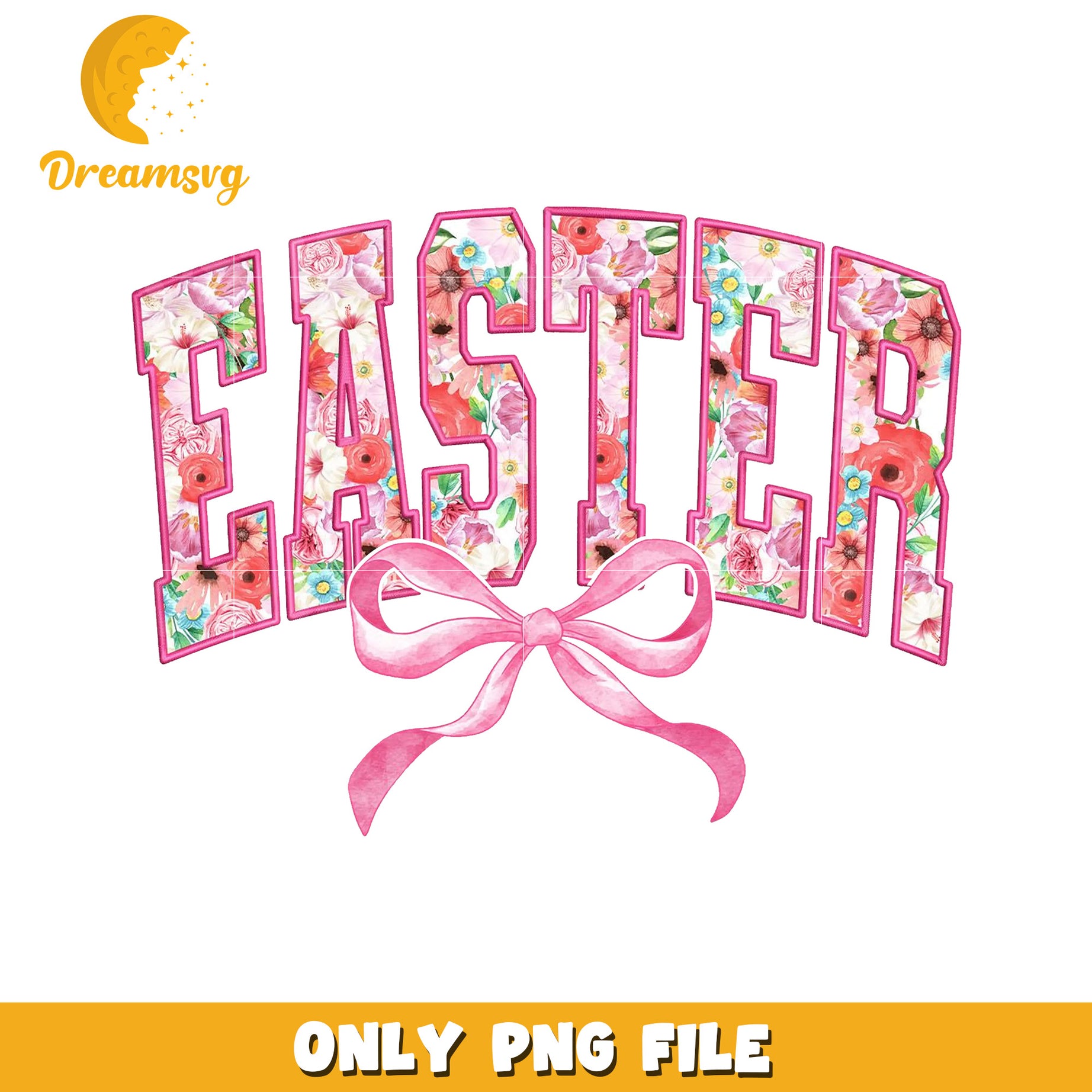 Easter Floral PNG Design with Bow